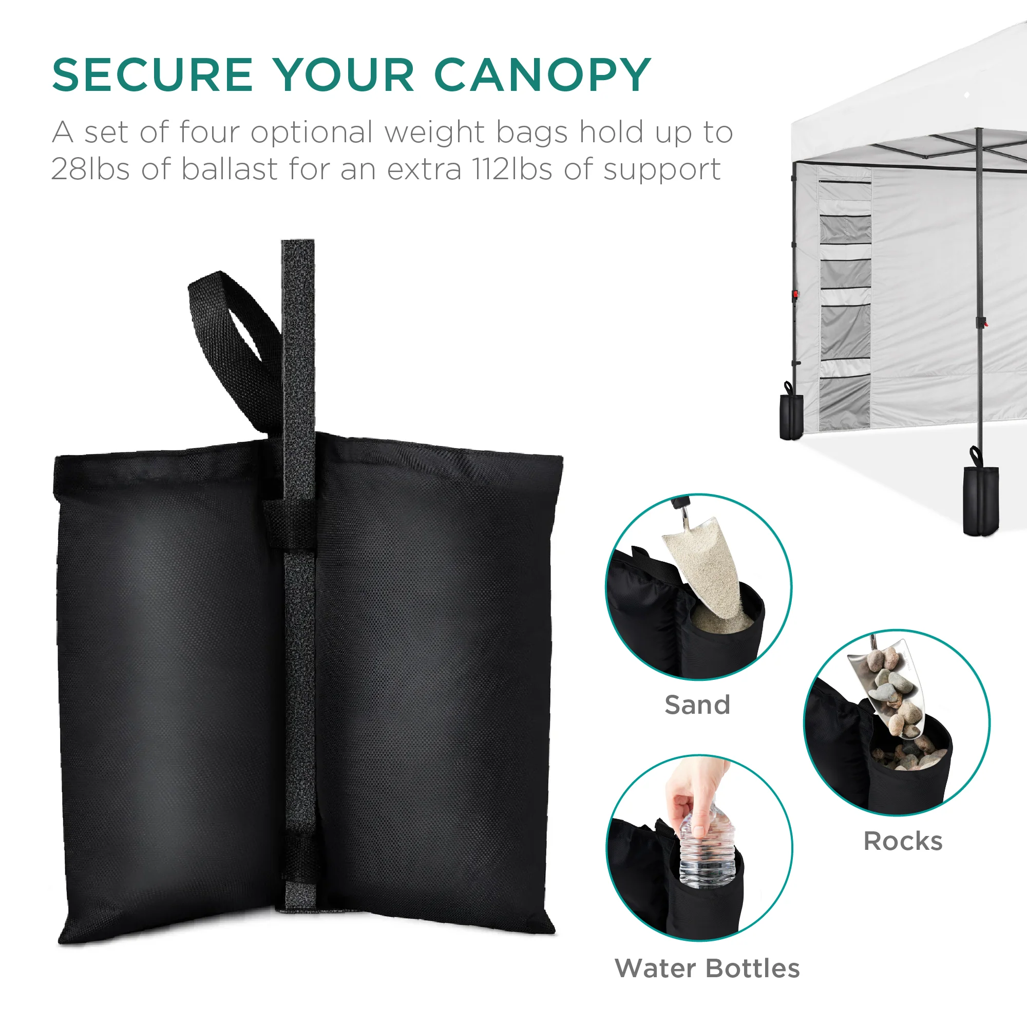 One-Person Setup Instant Pop Up Canopy w/ Side Wall, Carrying Case - 10x10ft - Image 117
