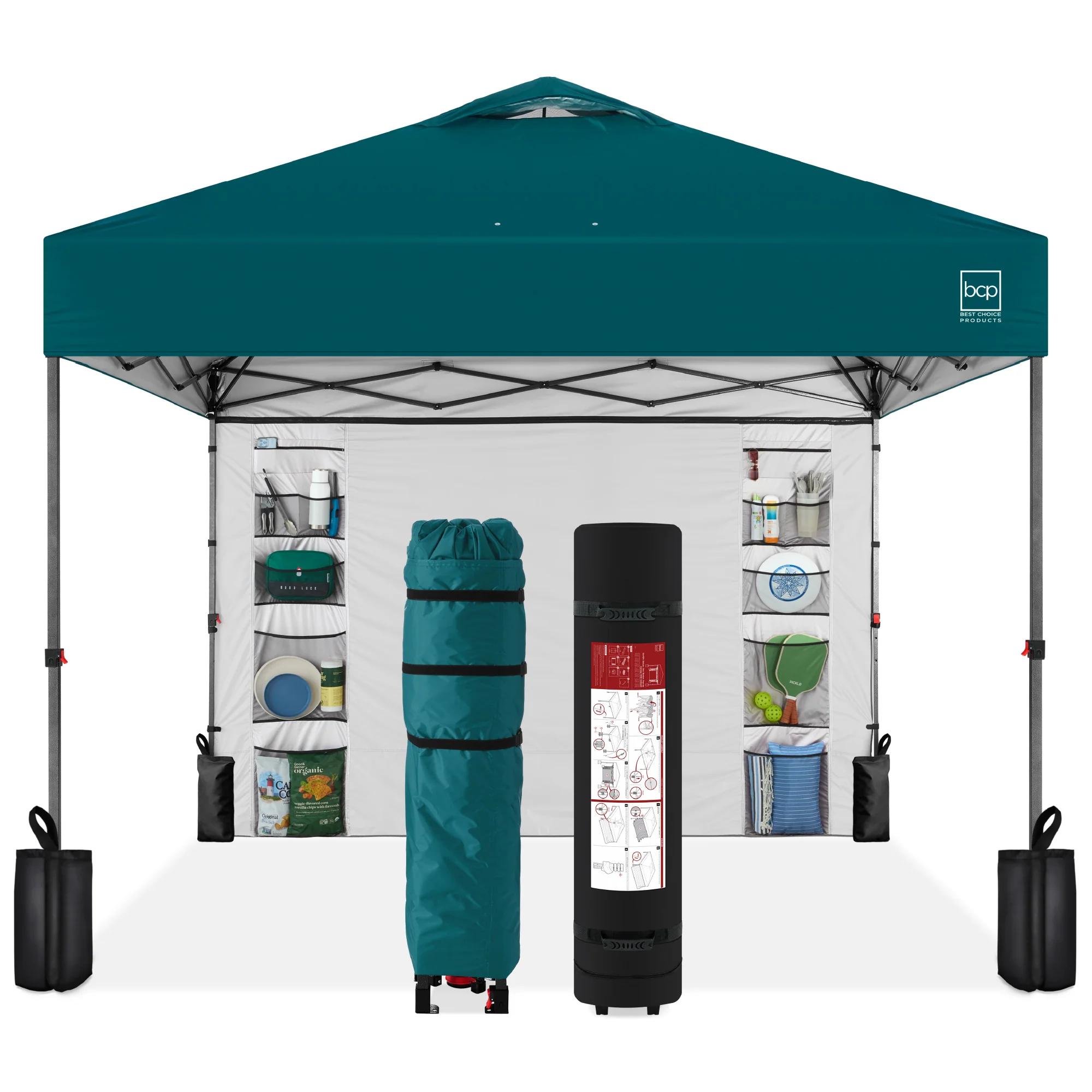 One-Person Setup Instant Pop Up Canopy w/ Side Wall, Carrying Case - 10x10ft - Image 121