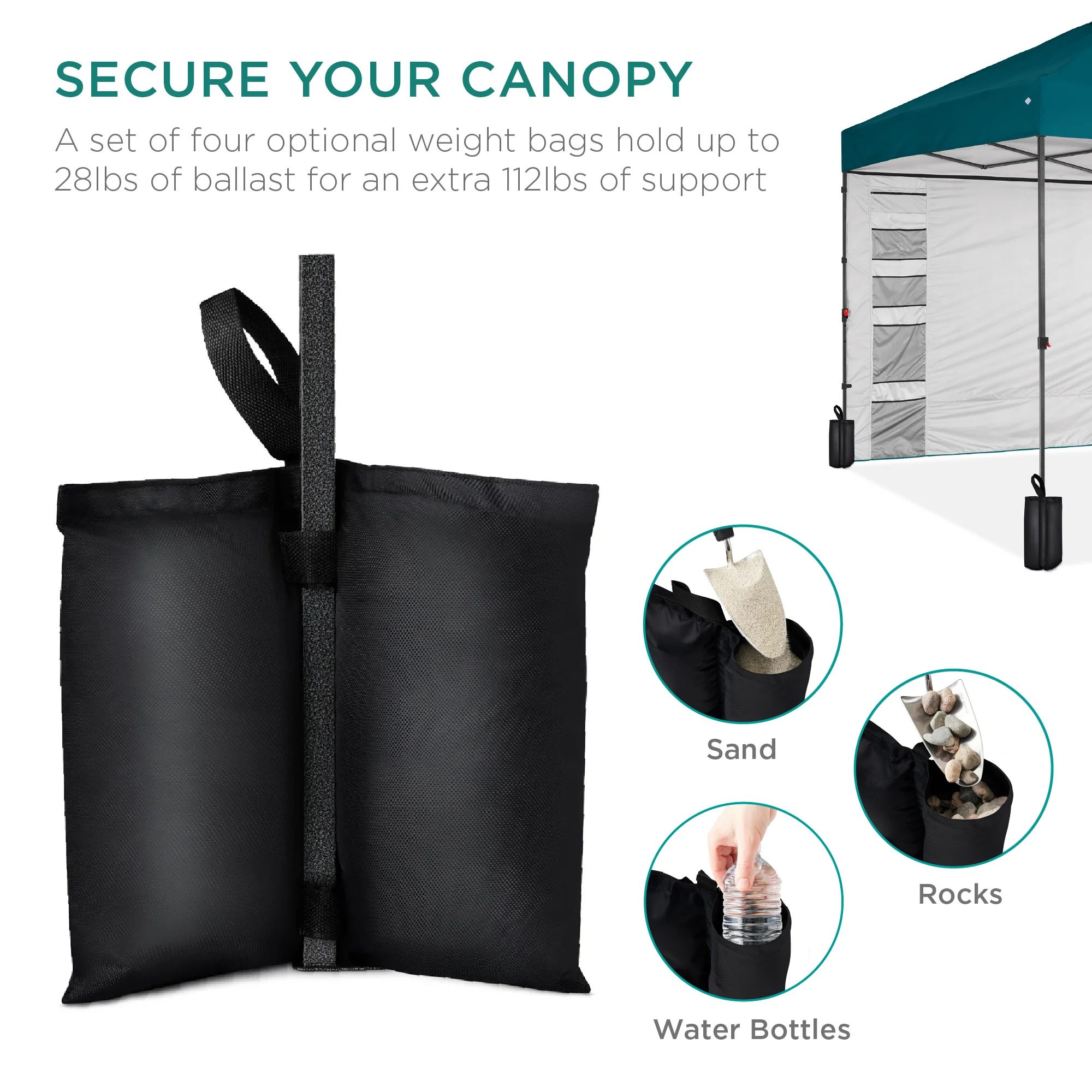 One-Person Setup Instant Pop Up Canopy w/ Side Wall, Carrying Case - 10x10ft - Image 125