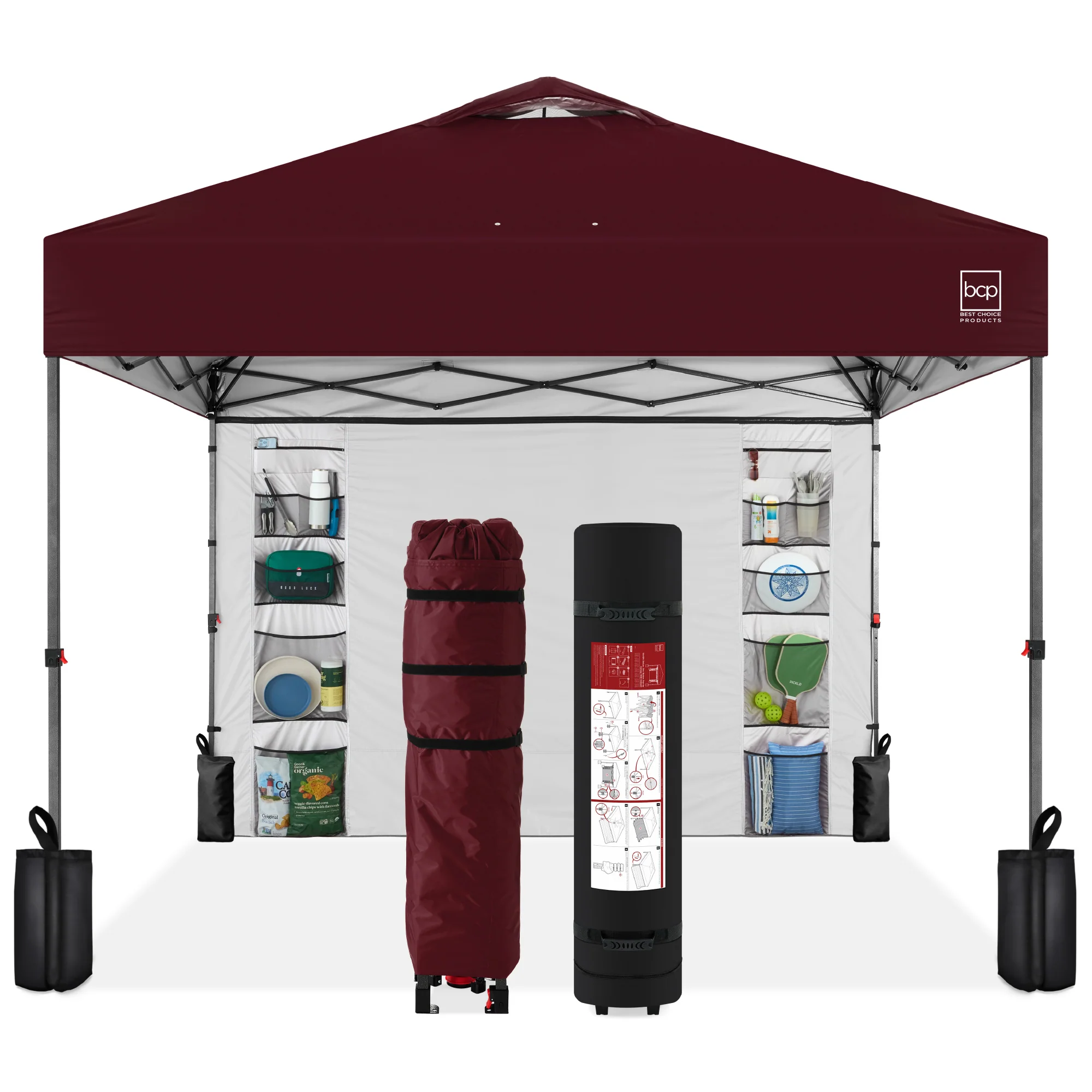 One-Person Setup Instant Pop Up Canopy w/ Side Wall, Carrying Case - 10x10ft - Image 137