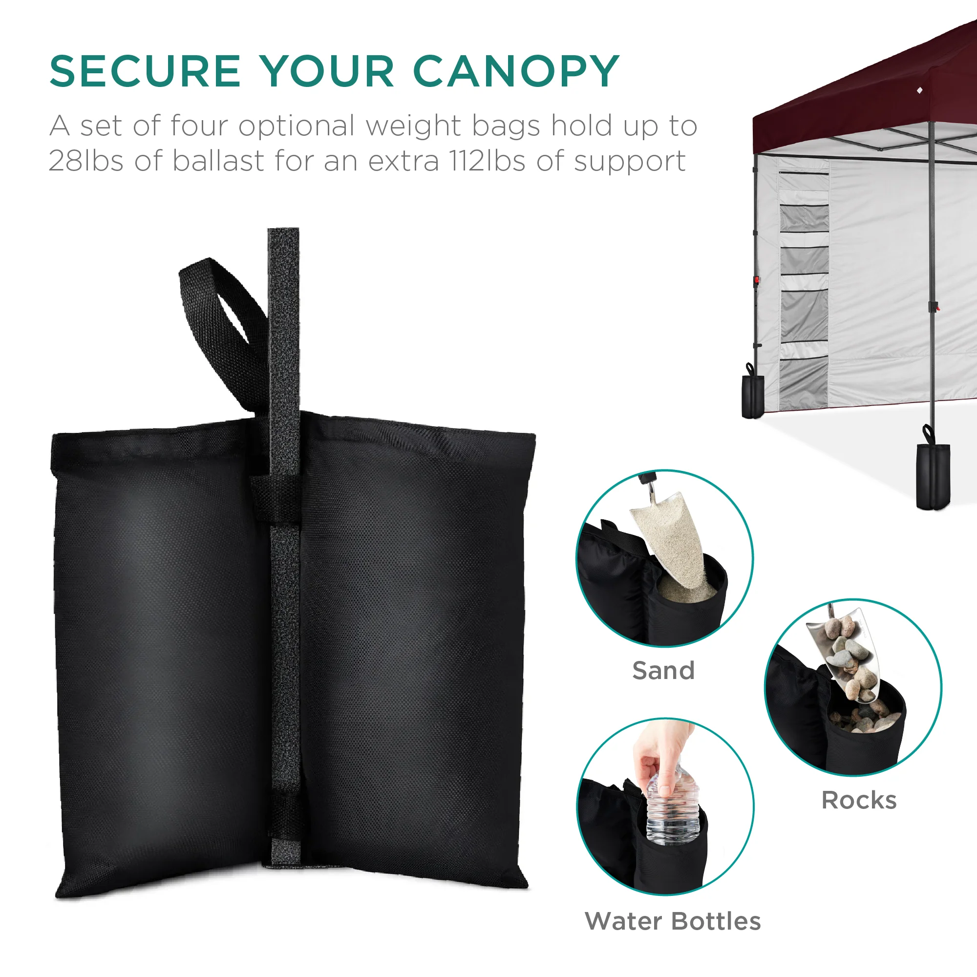 One-Person Setup Instant Pop Up Canopy w/ Side Wall, Carrying Case - 10x10ft - Image 141