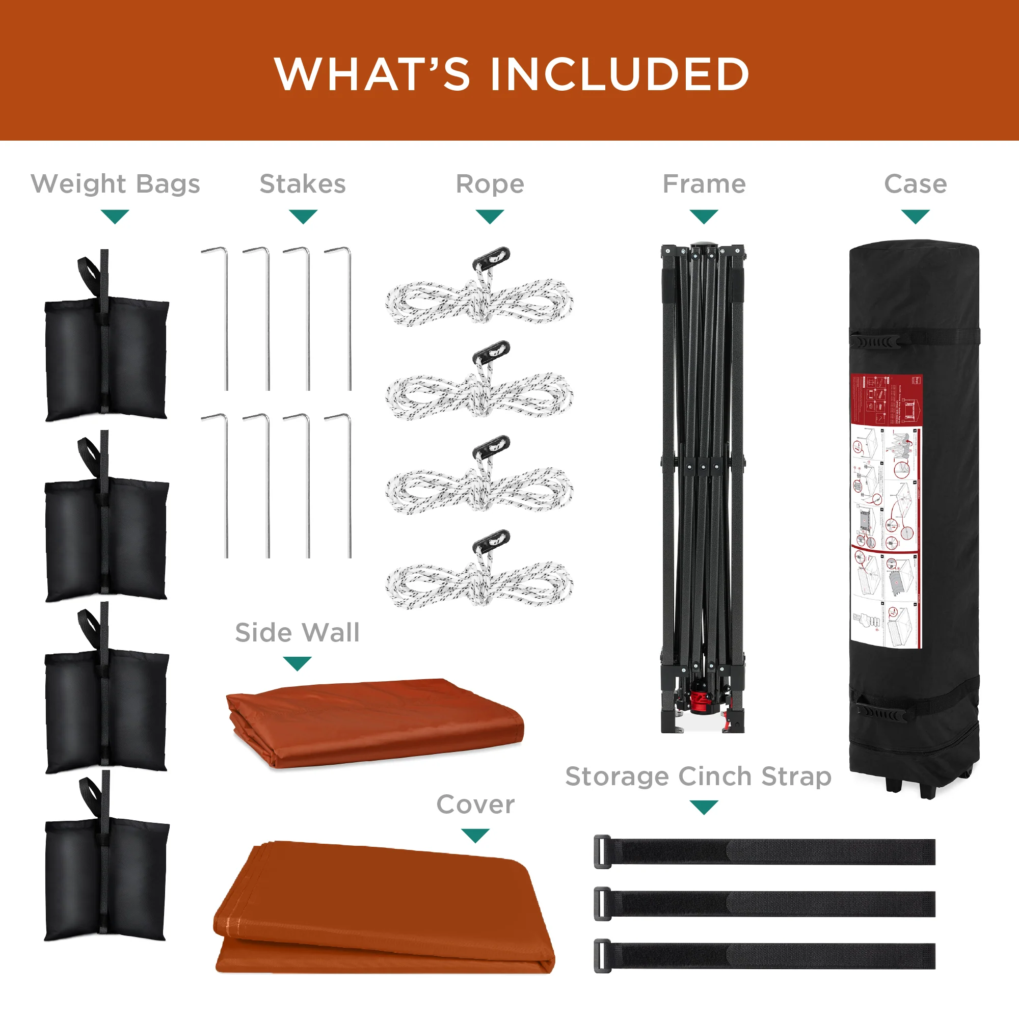 One-Person Setup Instant Pop Up Canopy w/ Side Wall, Carrying Case - 10x10ft - Image 167