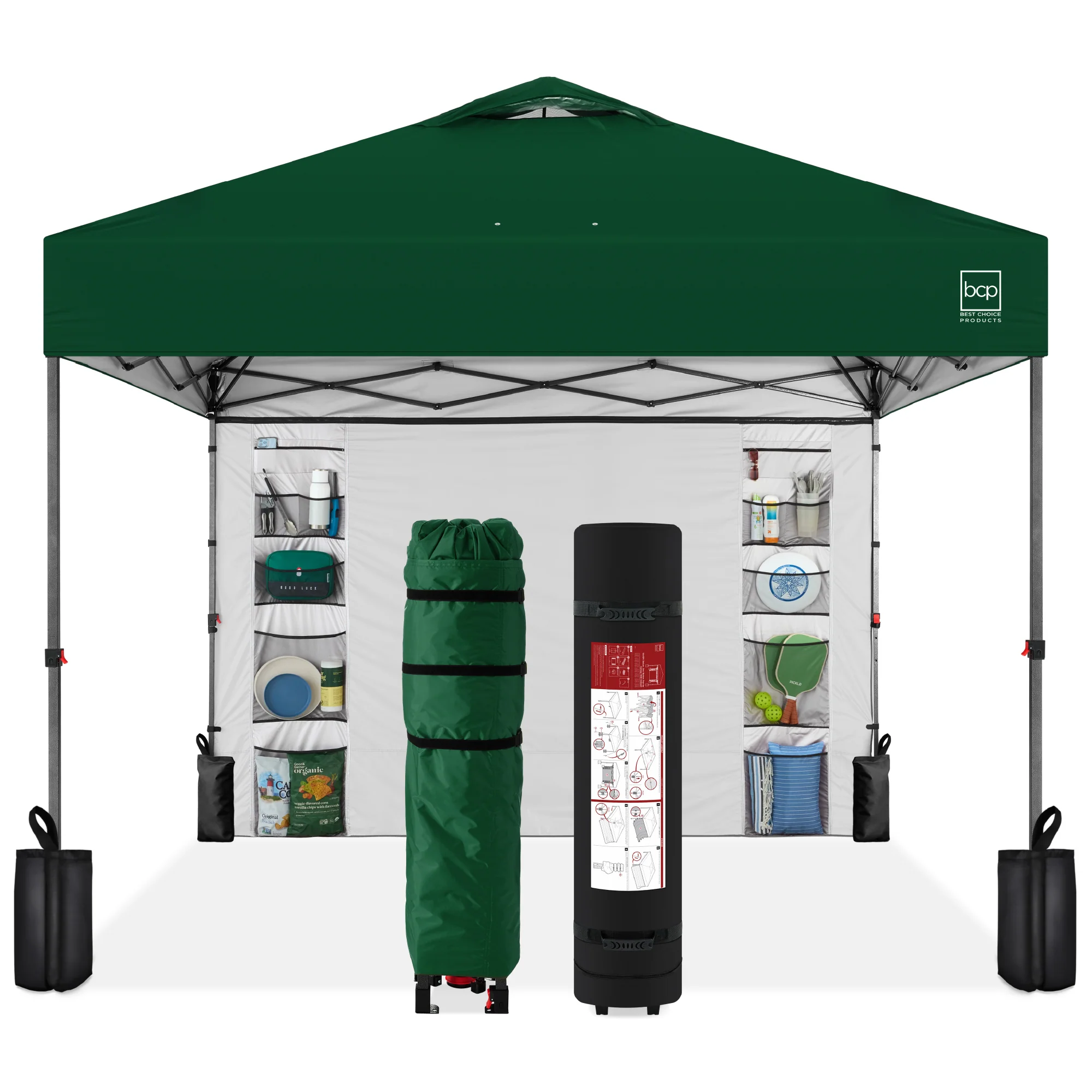One-Person Setup Instant Pop Up Canopy w/ Side Wall, Carrying Case - 10x10ft - Image 169