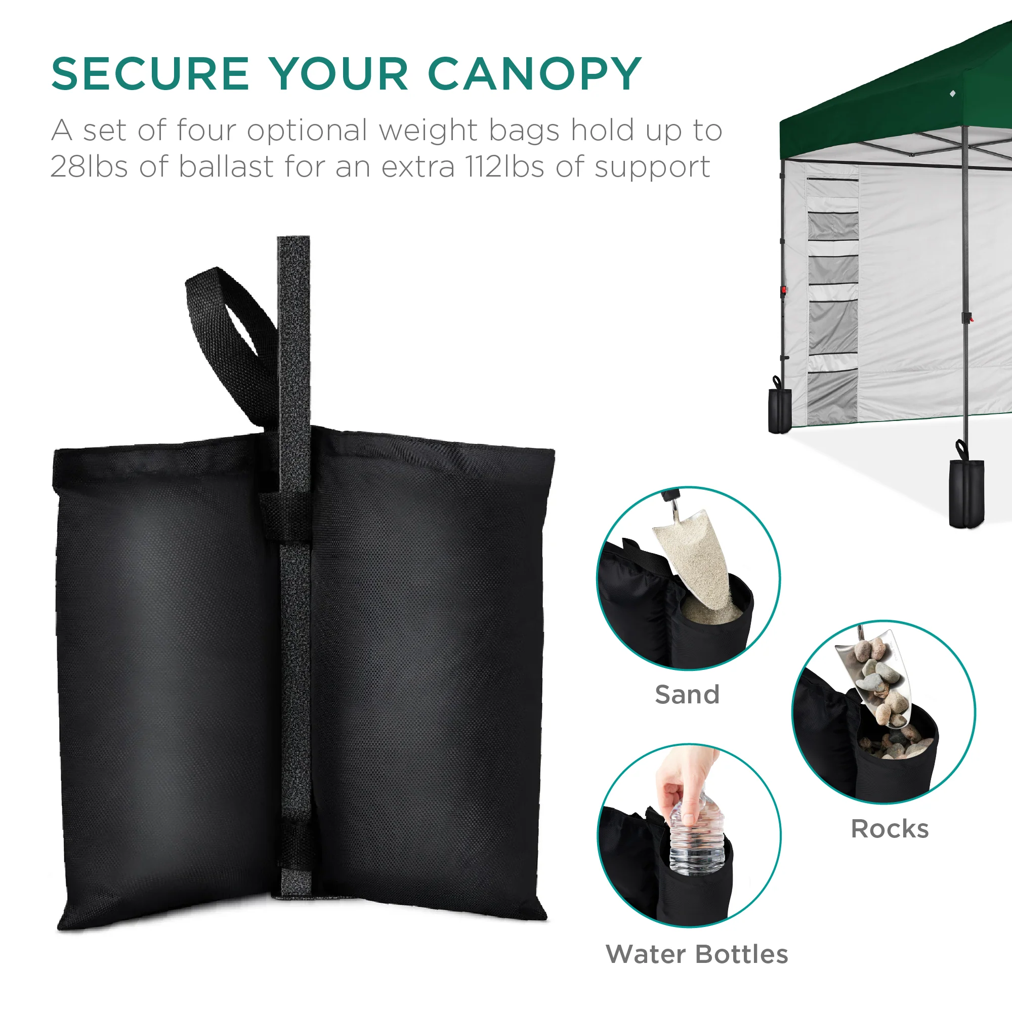 One-Person Setup Instant Pop Up Canopy w/ Side Wall, Carrying Case - 10x10ft - Image 173