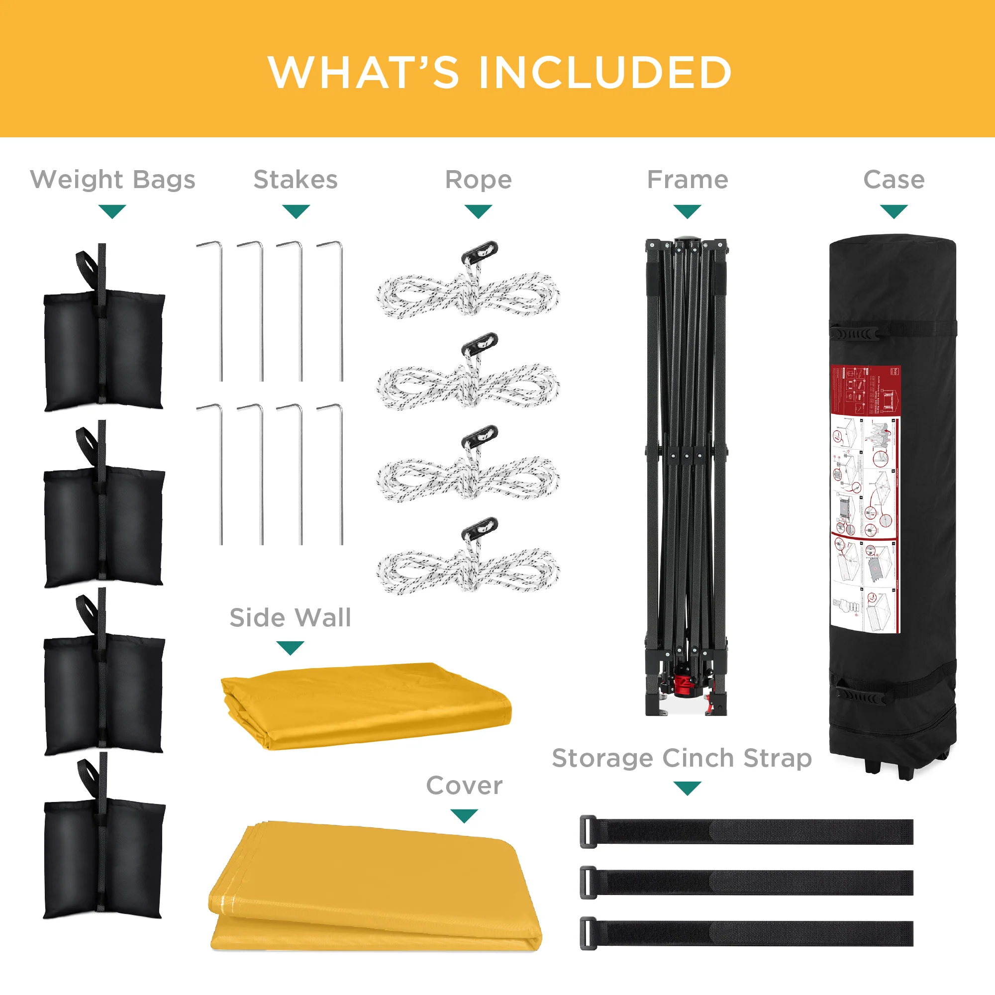 One-Person Setup Instant Pop Up Canopy w/ Side Wall, Carrying Case - 10x10ft - Image 183