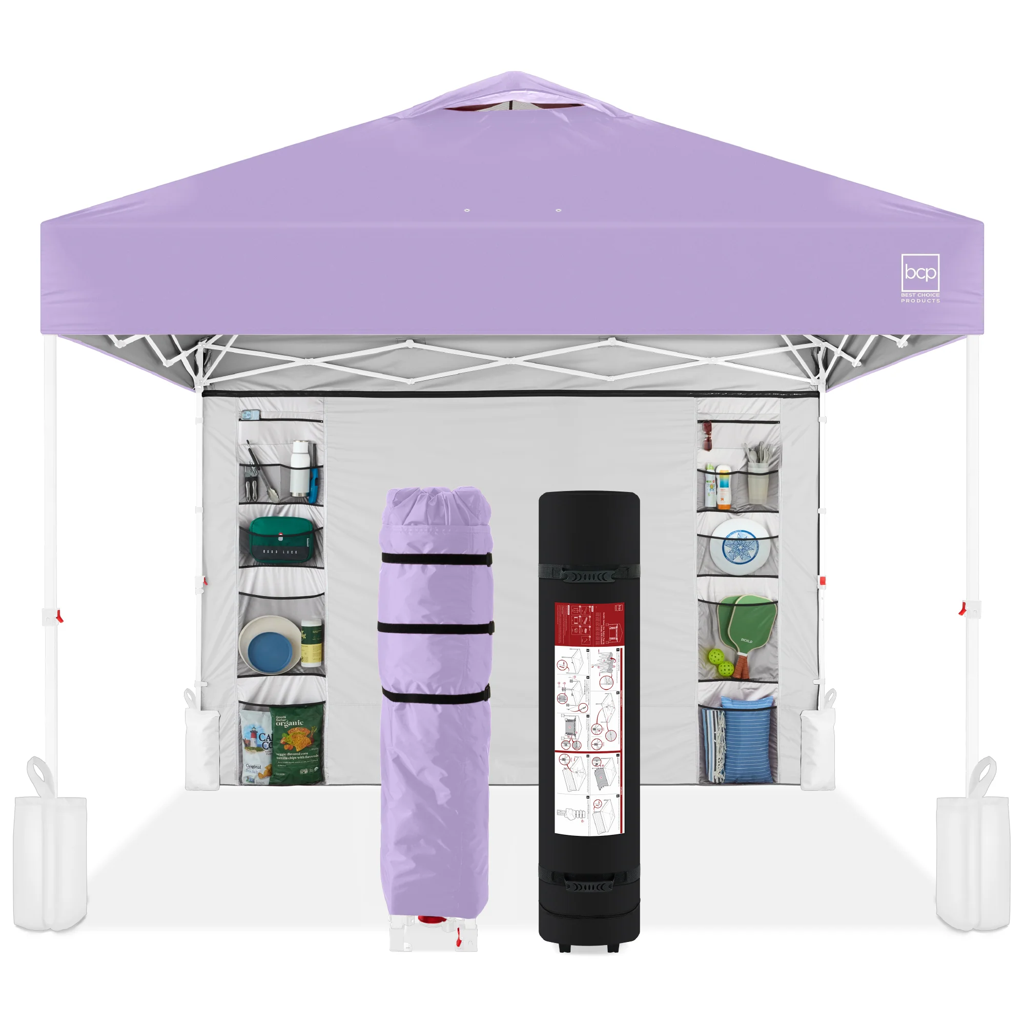 One-Person Setup Instant Pop Up Canopy w/ Side Wall, Carrying Case - 10x10ft - Image 185