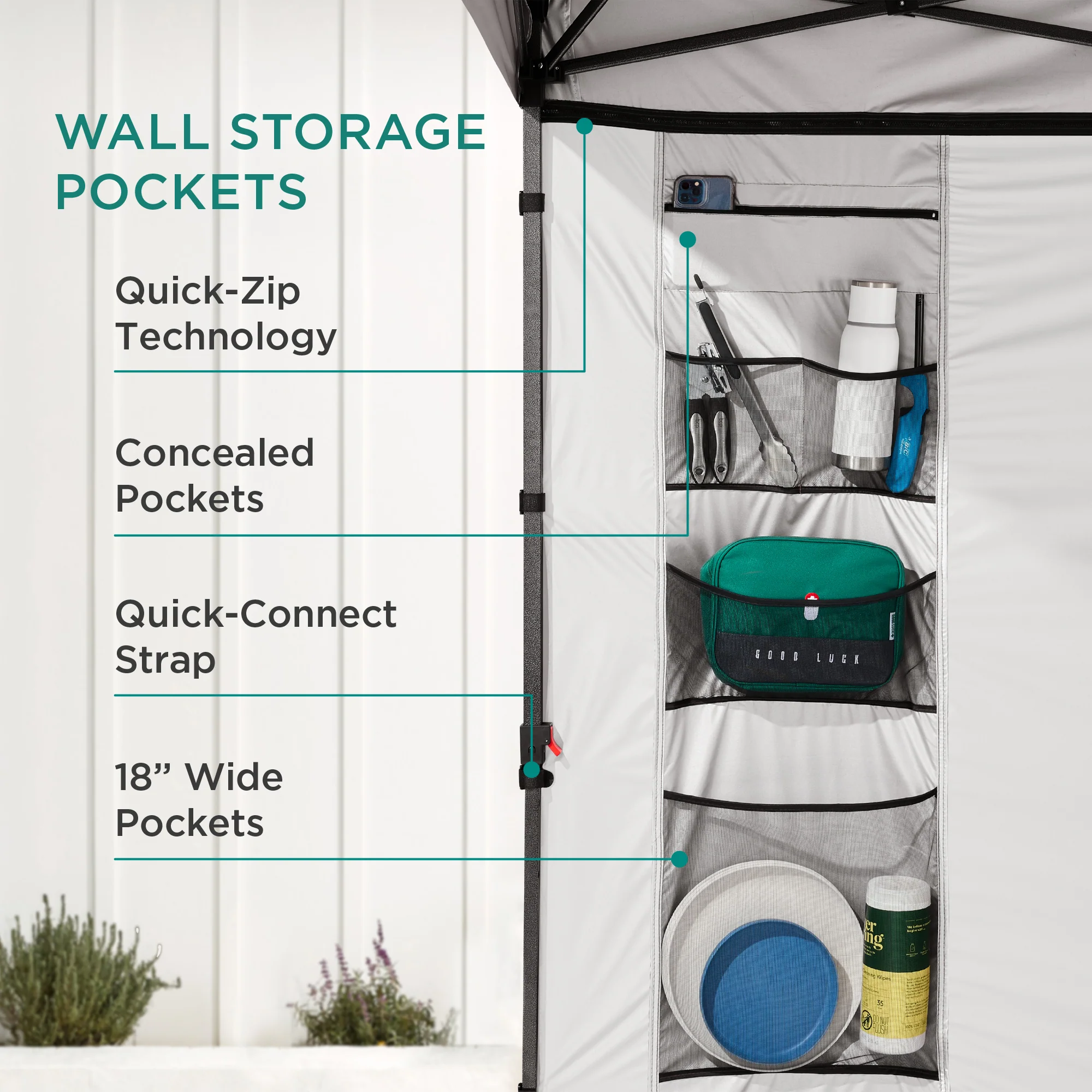 One-Person Setup Instant Pop Up Canopy w/ Side Wall, Carrying Case - 10x10ft - Image 201