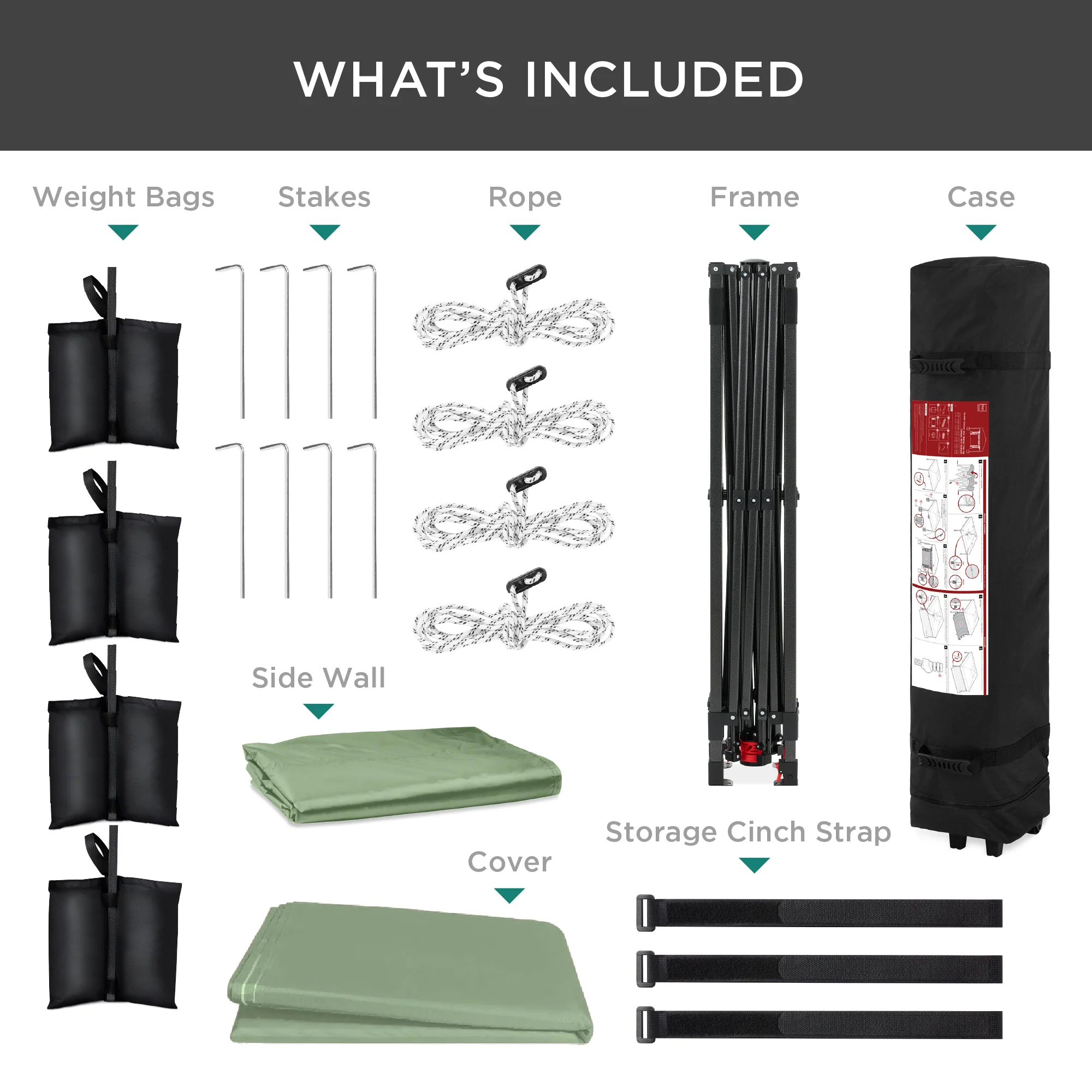 One-Person Setup Instant Pop Up Canopy w/ Side Wall, Carrying Case - 10x10ft - Image 206