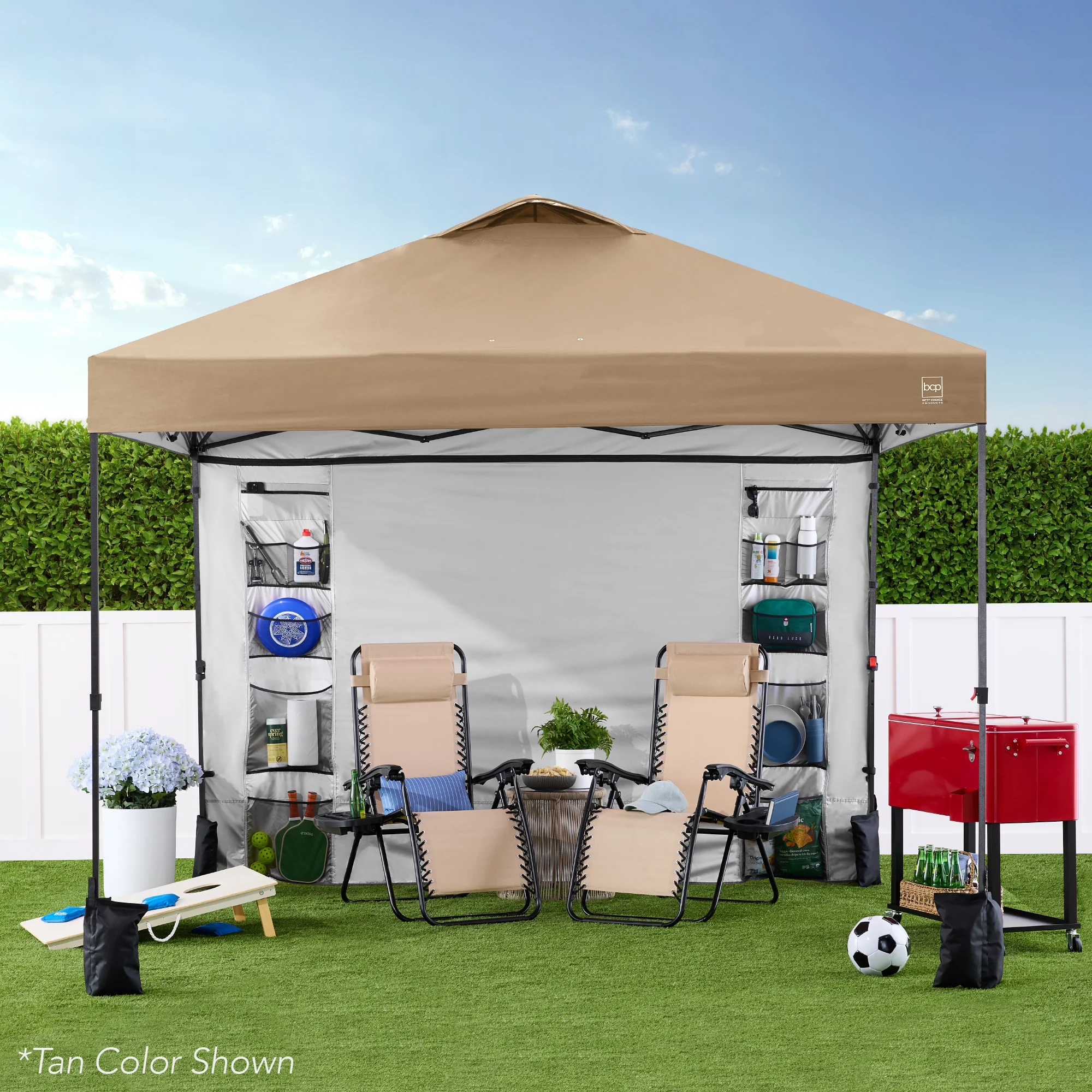 One-Person Setup Instant Pop Up Canopy w/ Side Wall, Carrying Case - 10x10ft - Image 221