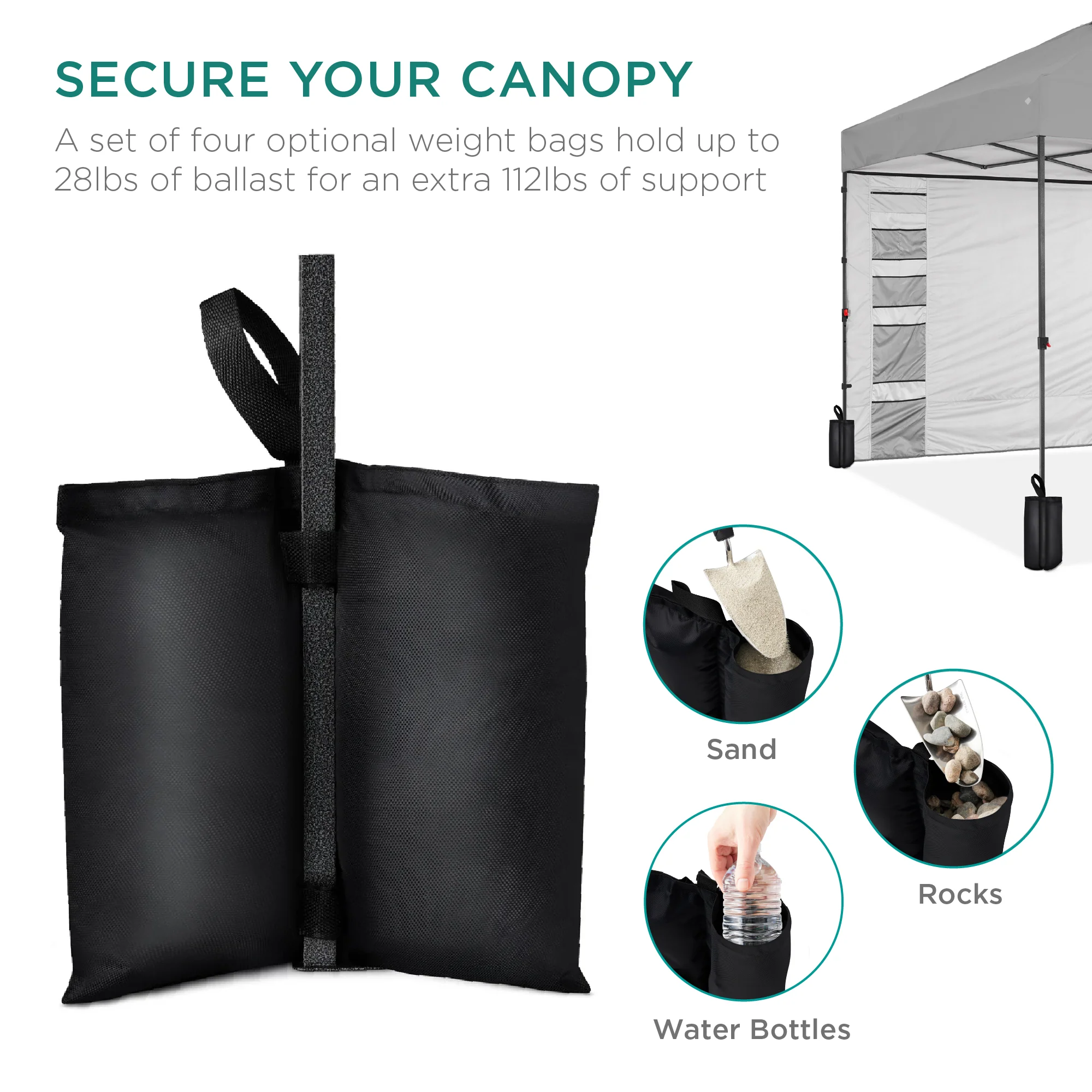 One-Person Setup Instant Pop Up Canopy w/ Side Wall, Carrying Case - 10x10ft - Image 29