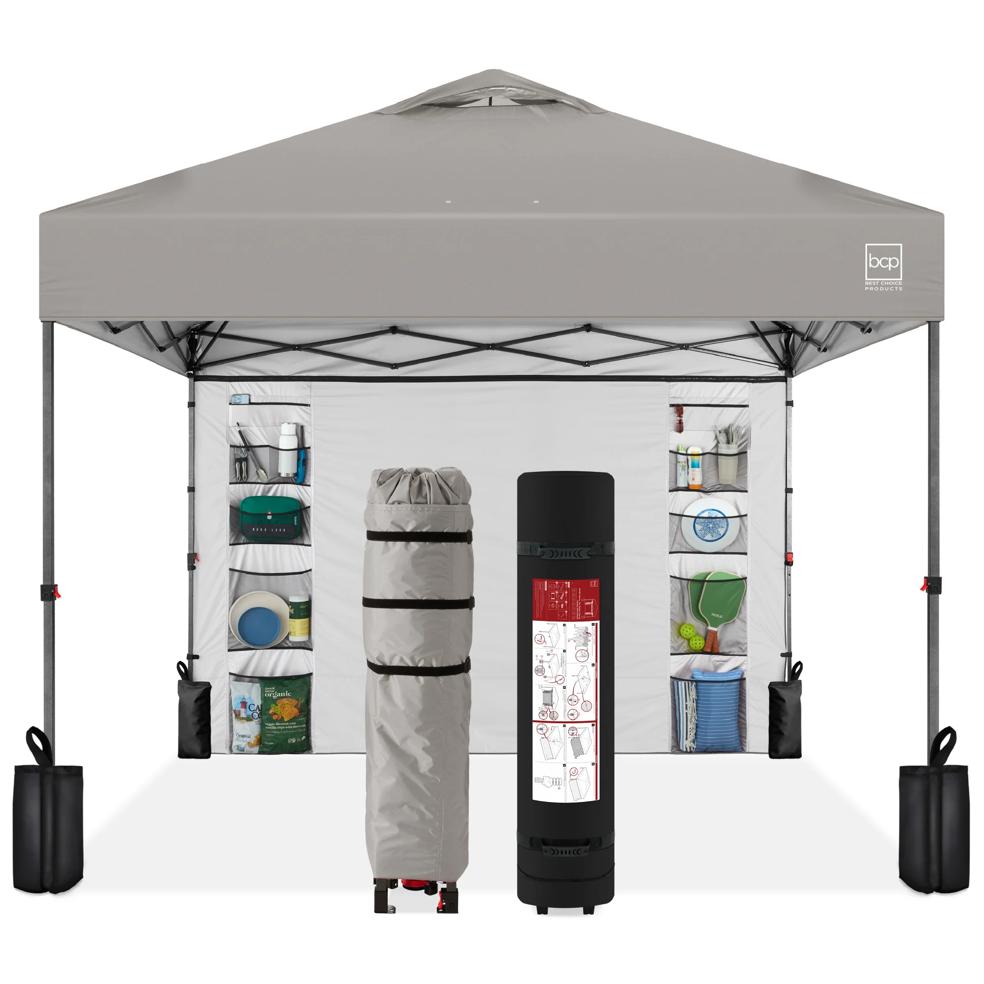 One-Person Setup Instant Pop Up Canopy w/ Side Wall, Carrying Case - 10x10ft - Image 97