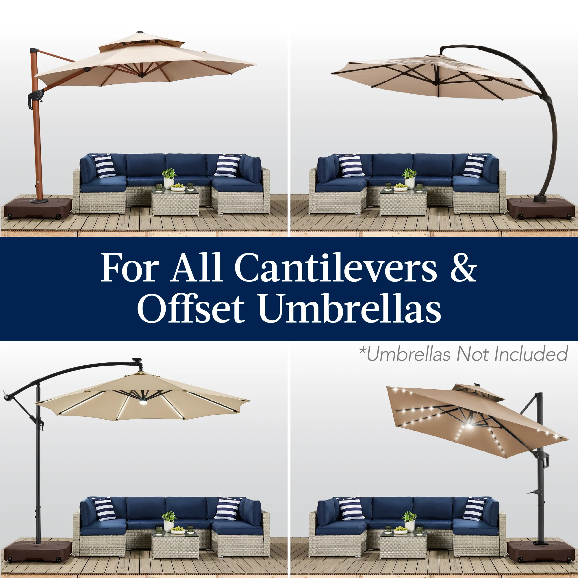 Outdoor Cantilever Base w/ Wheels, Locks, Fillable 330lb Capacity - Image 14