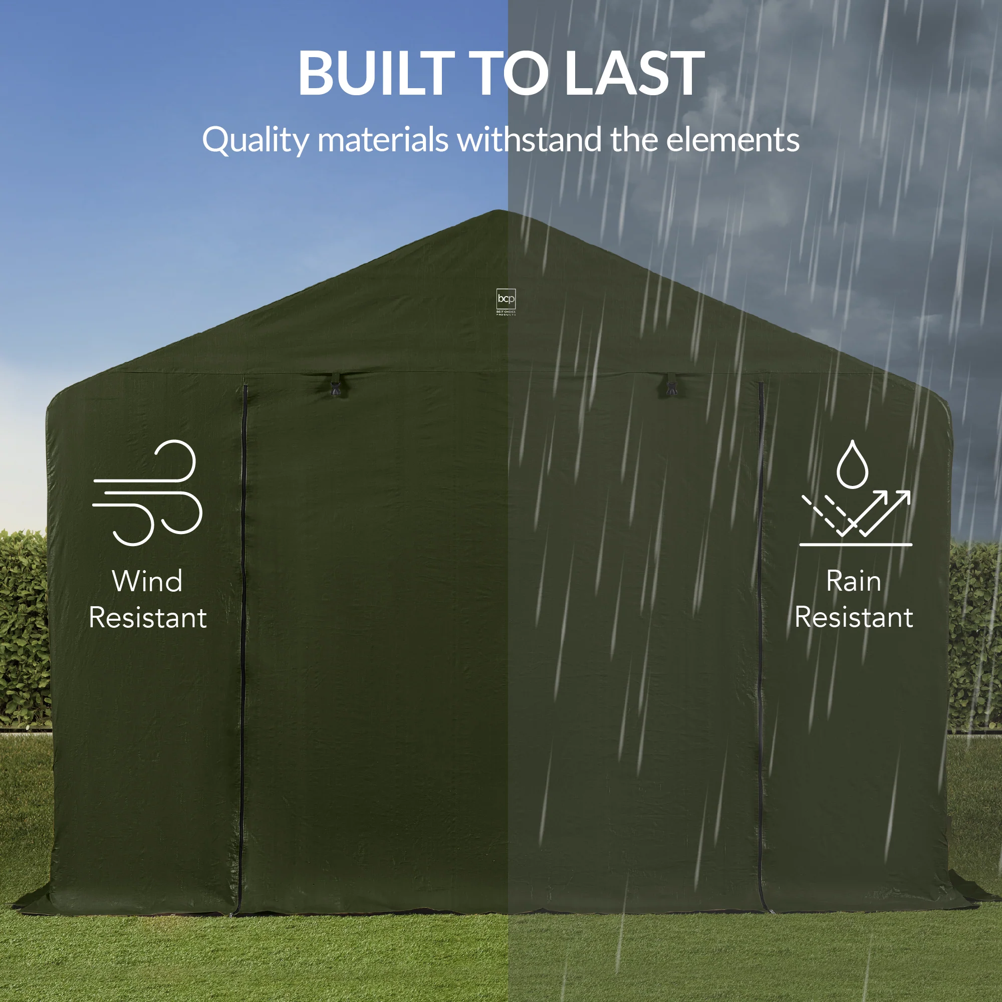 Outdoor Fabric Storage Shed w/ Metal Frame, Dual Zipper Doors - 10x8ft - Image 23
