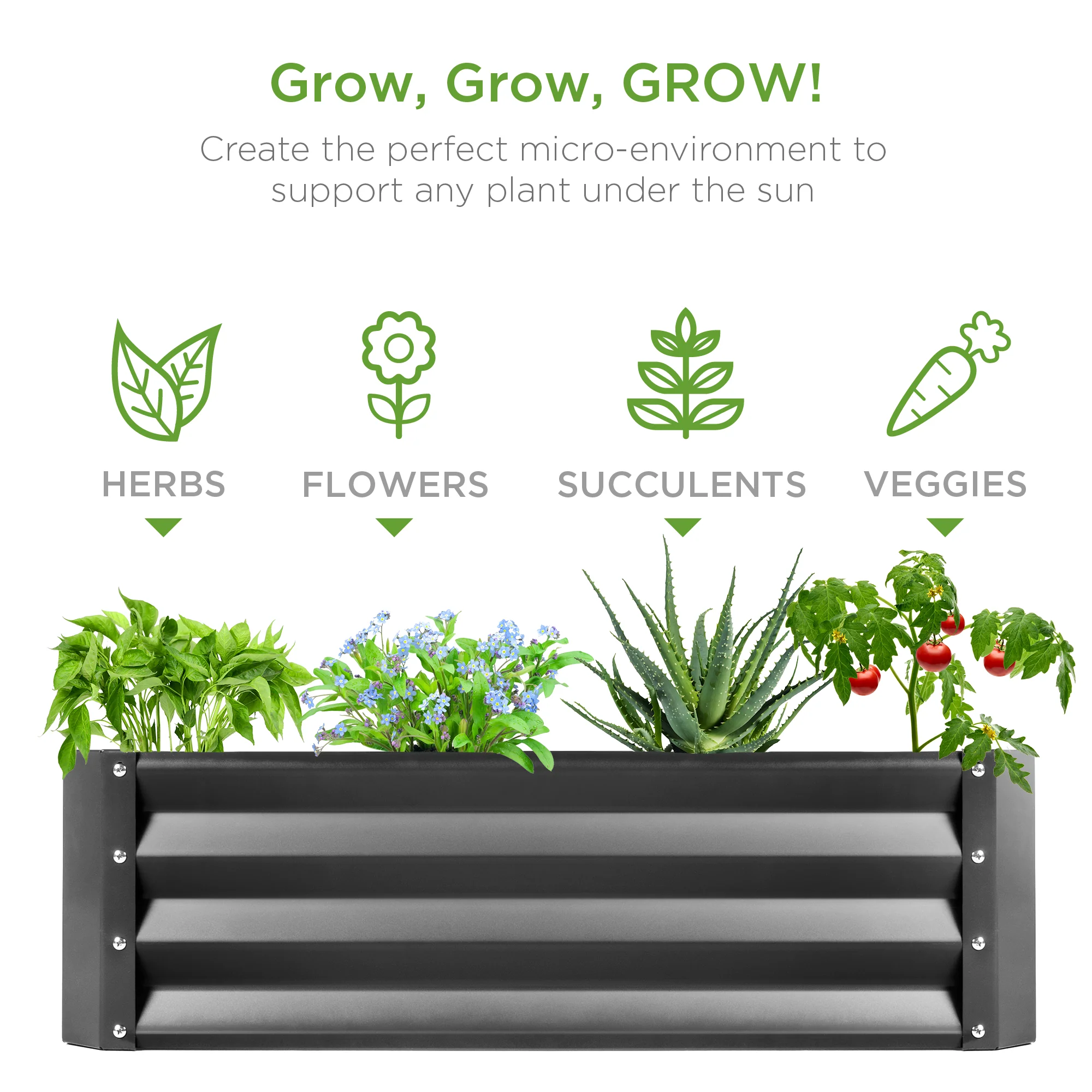 Outdoor Metal Raised Garden Bed for Vegetables, Flowers, Herbs - 6x3x1ft - Image 13