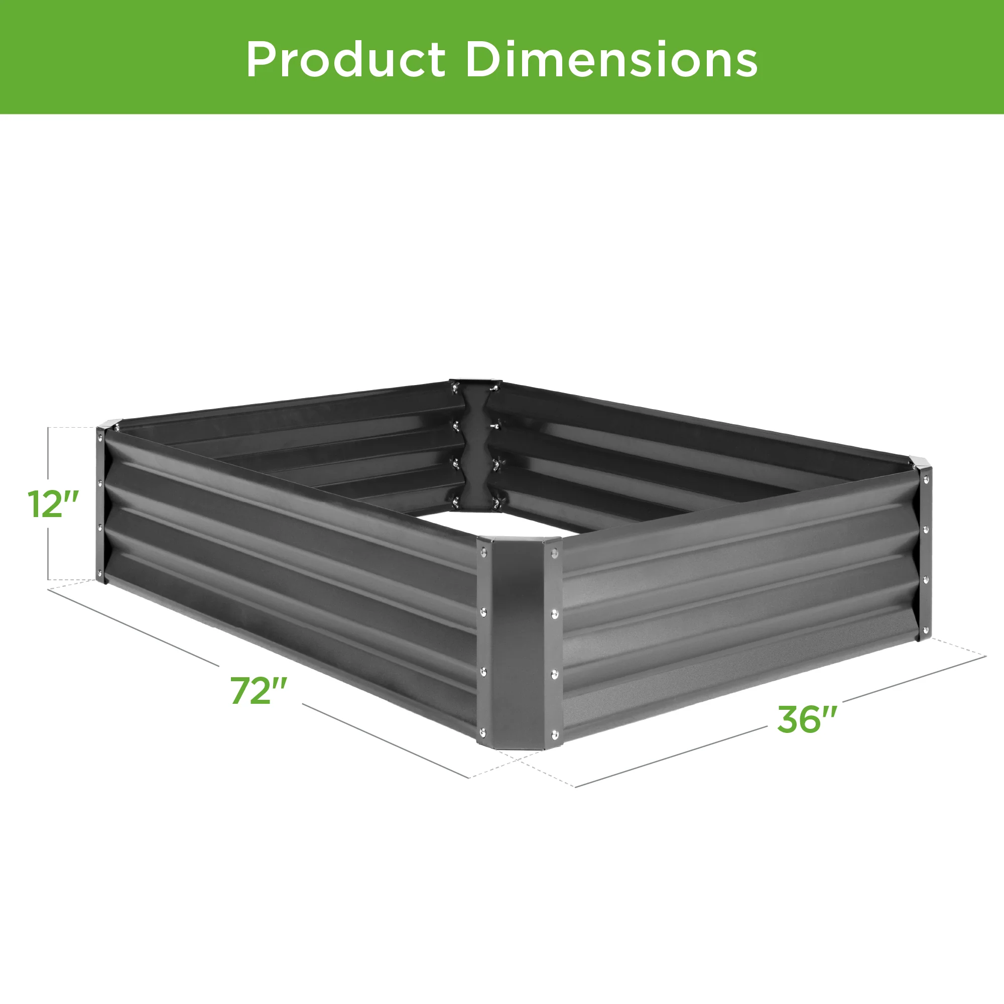 Outdoor Metal Raised Garden Bed for Vegetables, Flowers, Herbs - 6x3x1ft - Image 14