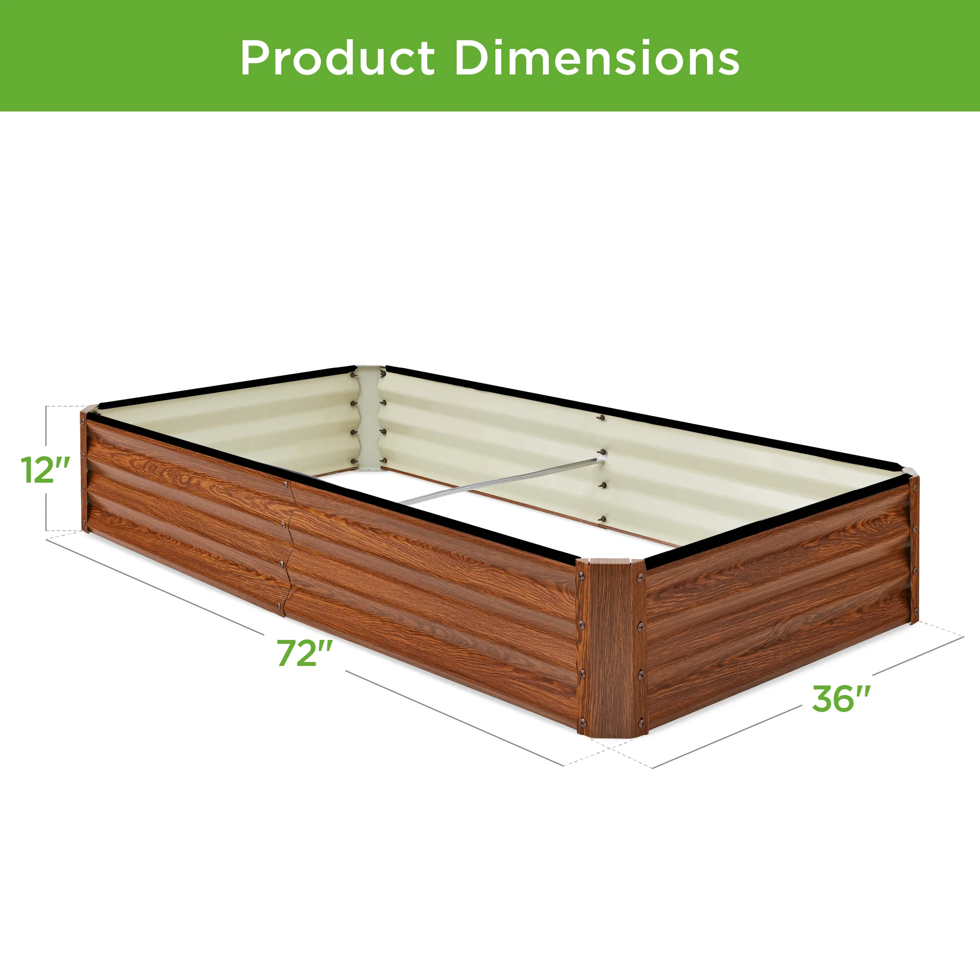 Outdoor Metal Raised Garden Bed for Vegetables, Flowers, Herbs - 6x3x1ft - Image 21