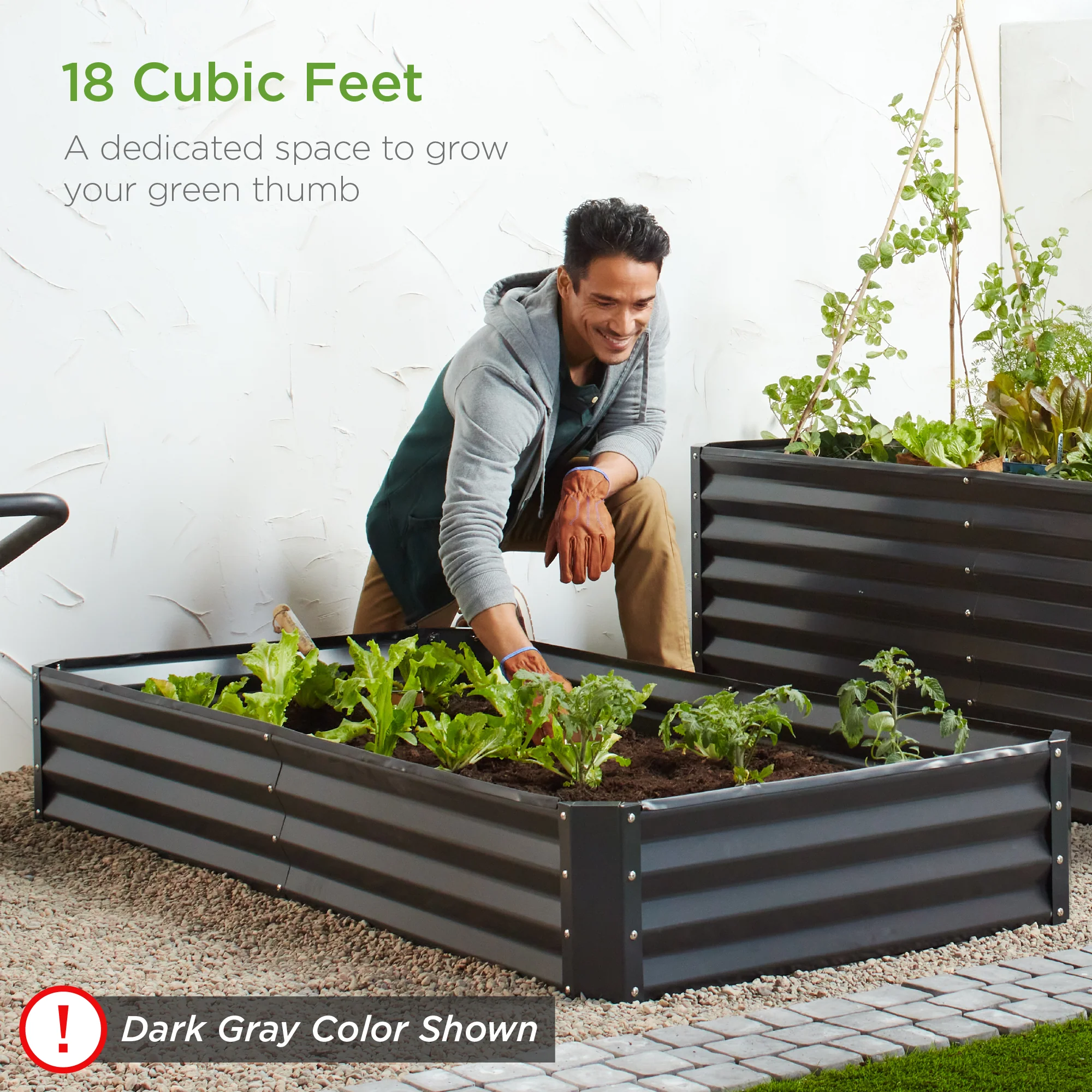 Outdoor Metal Raised Garden Bed for Vegetables, Flowers, Herbs - 6x3x1ft - Image 26