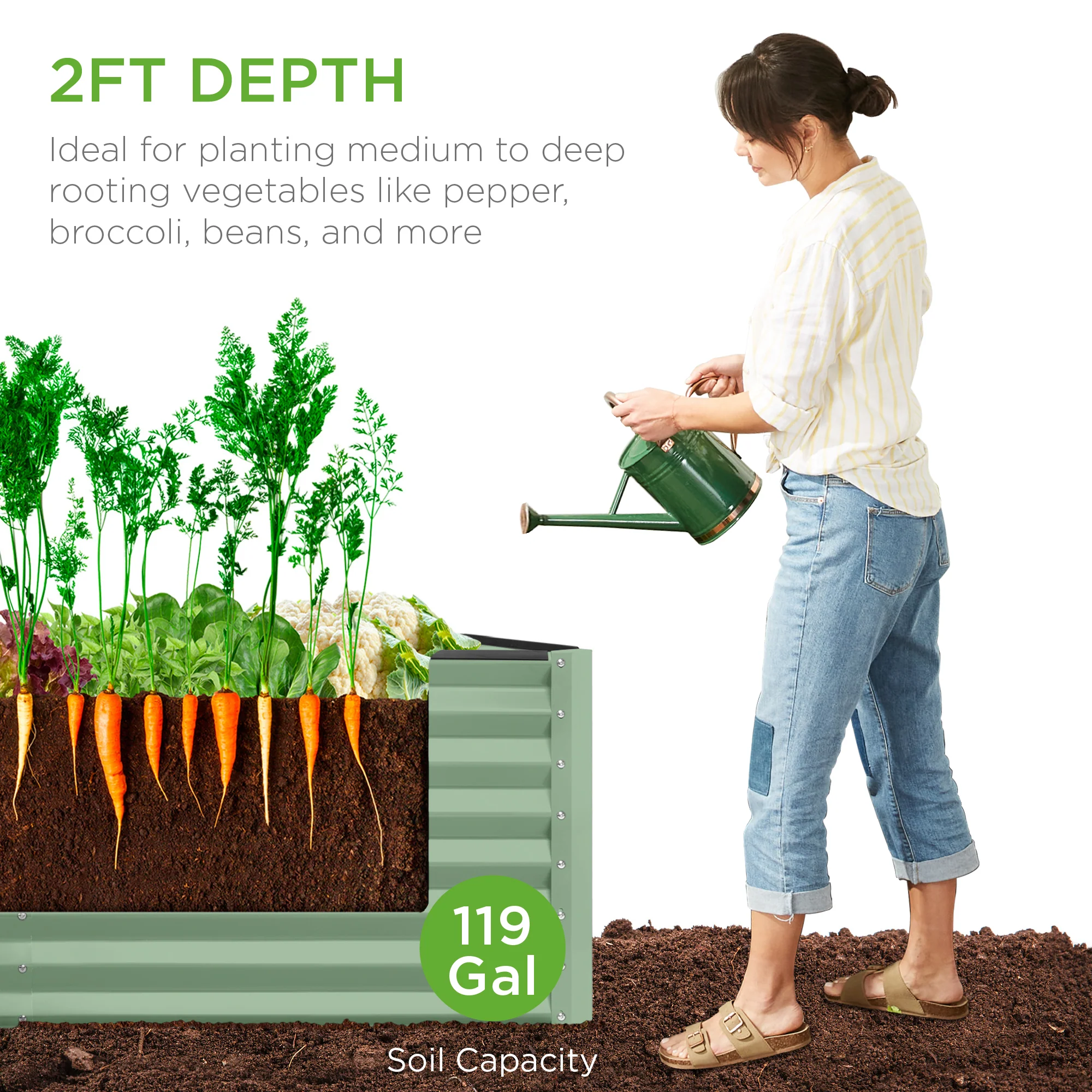 4x2x2FT Outdoor Steel Garden Bed for Vegetables, Flowers & Herbs - Image 2