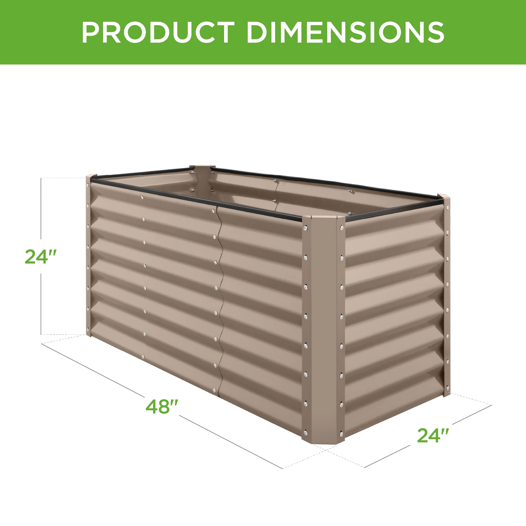4x2x2FT Outdoor Steel Garden Bed for Vegetables, Flowers & Herbs - Image 35