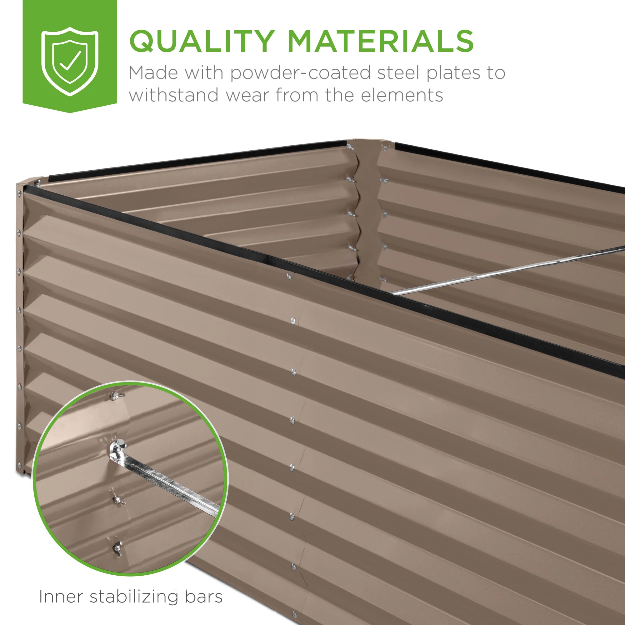 Outdoor Metal Raised Garden Bed for Vegetables, Flowers, Herbs - 6x3x2ft - Image 100