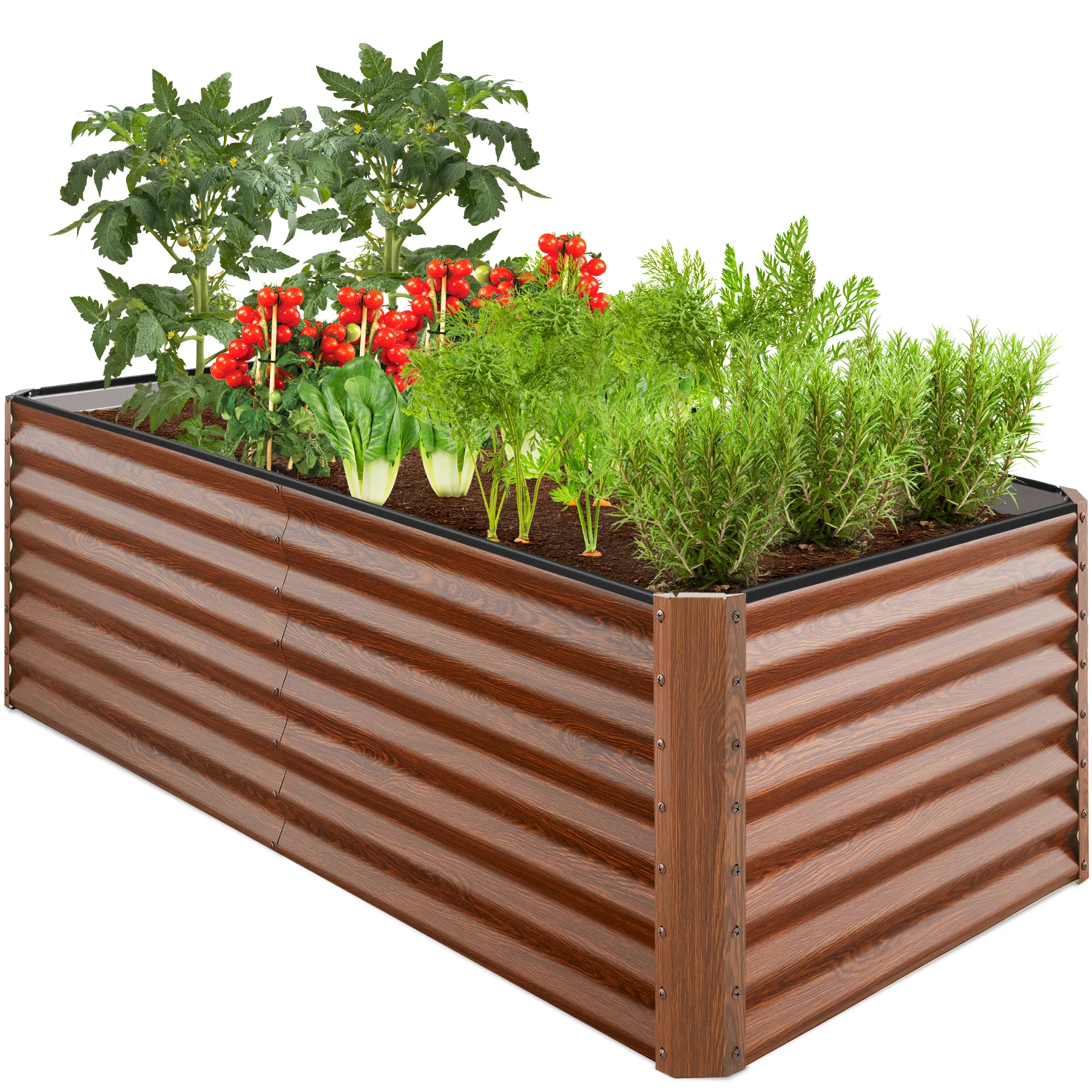 Outdoor Metal Raised Garden Bed for Vegetables, Flowers, Herbs - 6x3x2ft - Image 103