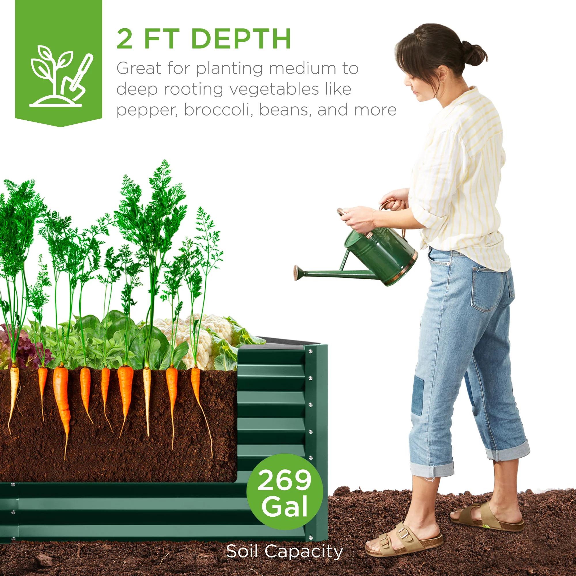 Outdoor Metal Raised Garden Bed for Vegetables, Flowers, Herbs - 6x3x2ft - Image 11