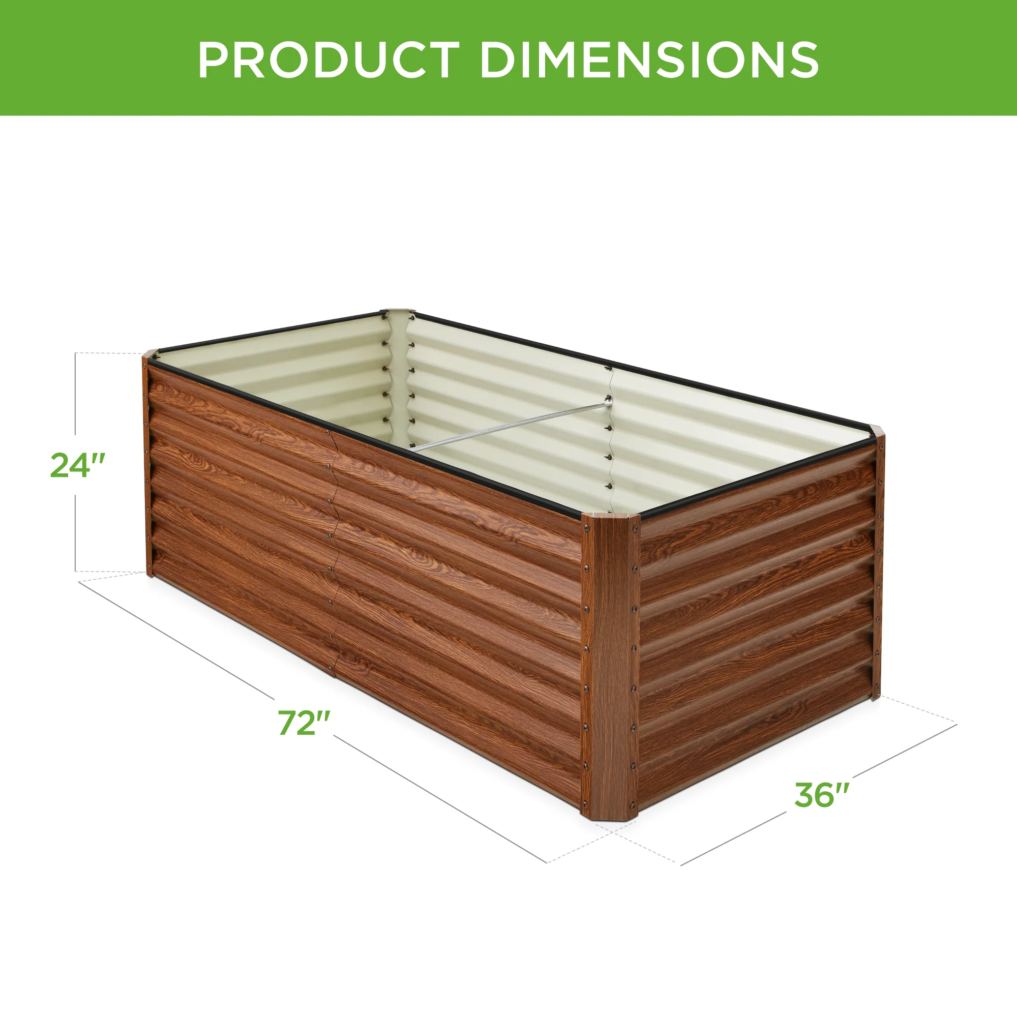 Outdoor Metal Raised Garden Bed for Vegetables, Flowers, Herbs - 6x3x2ft - Image 110