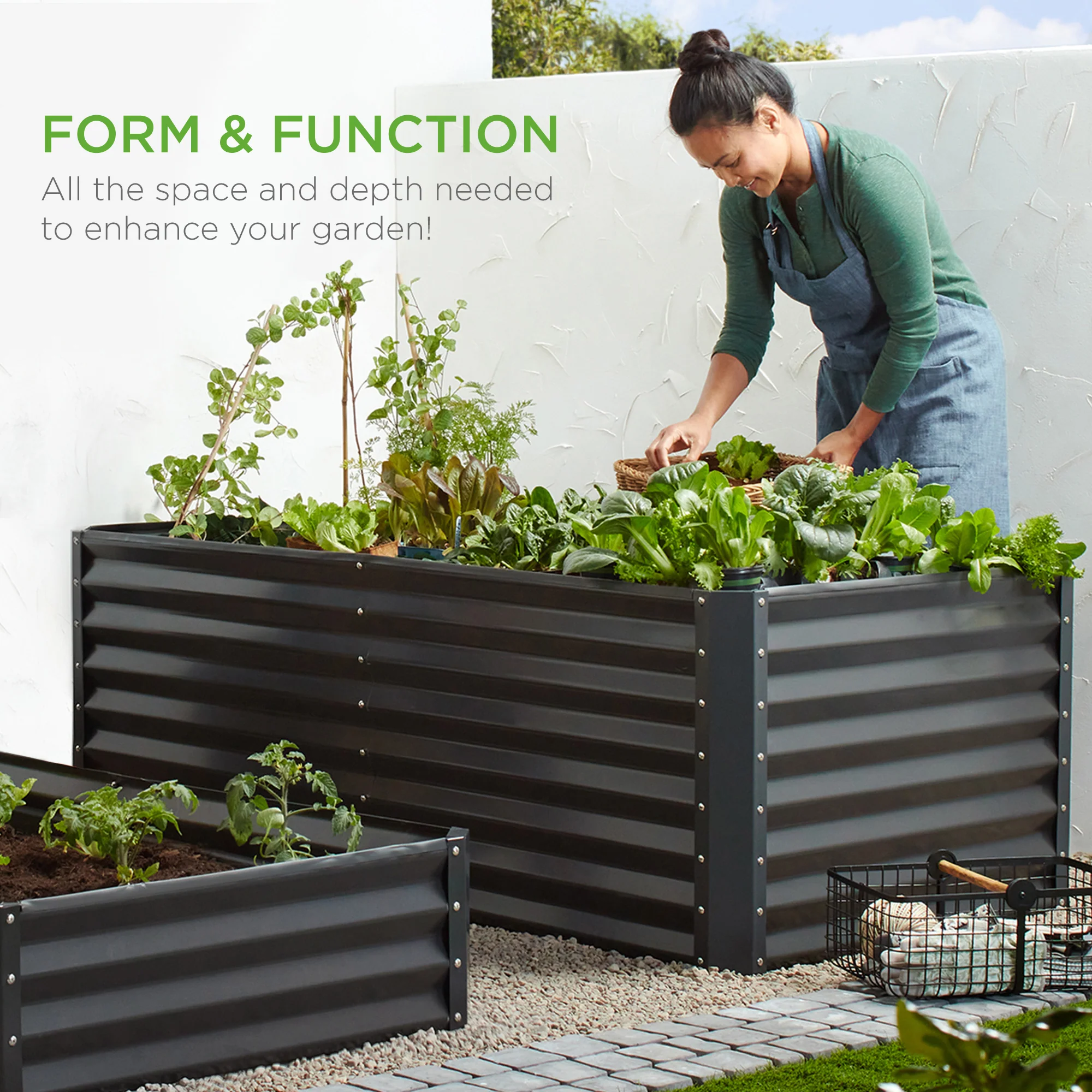 Outdoor Metal Raised Garden Bed for Vegetables, Flowers, Herbs - 6x3x2ft - Image 125