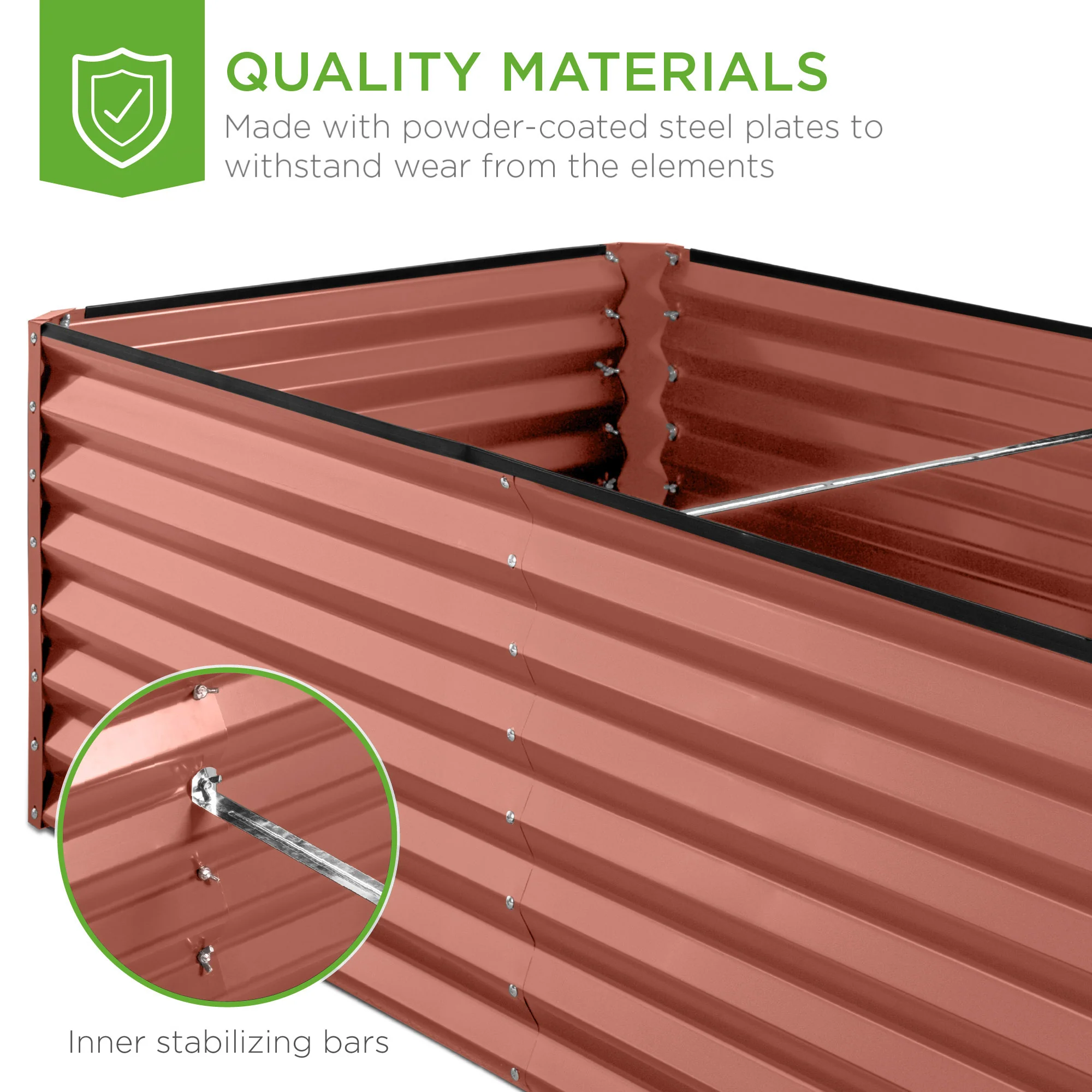 Outdoor Metal Raised Garden Bed for Vegetables, Flowers, Herbs - 6x3x2ft - Image 139