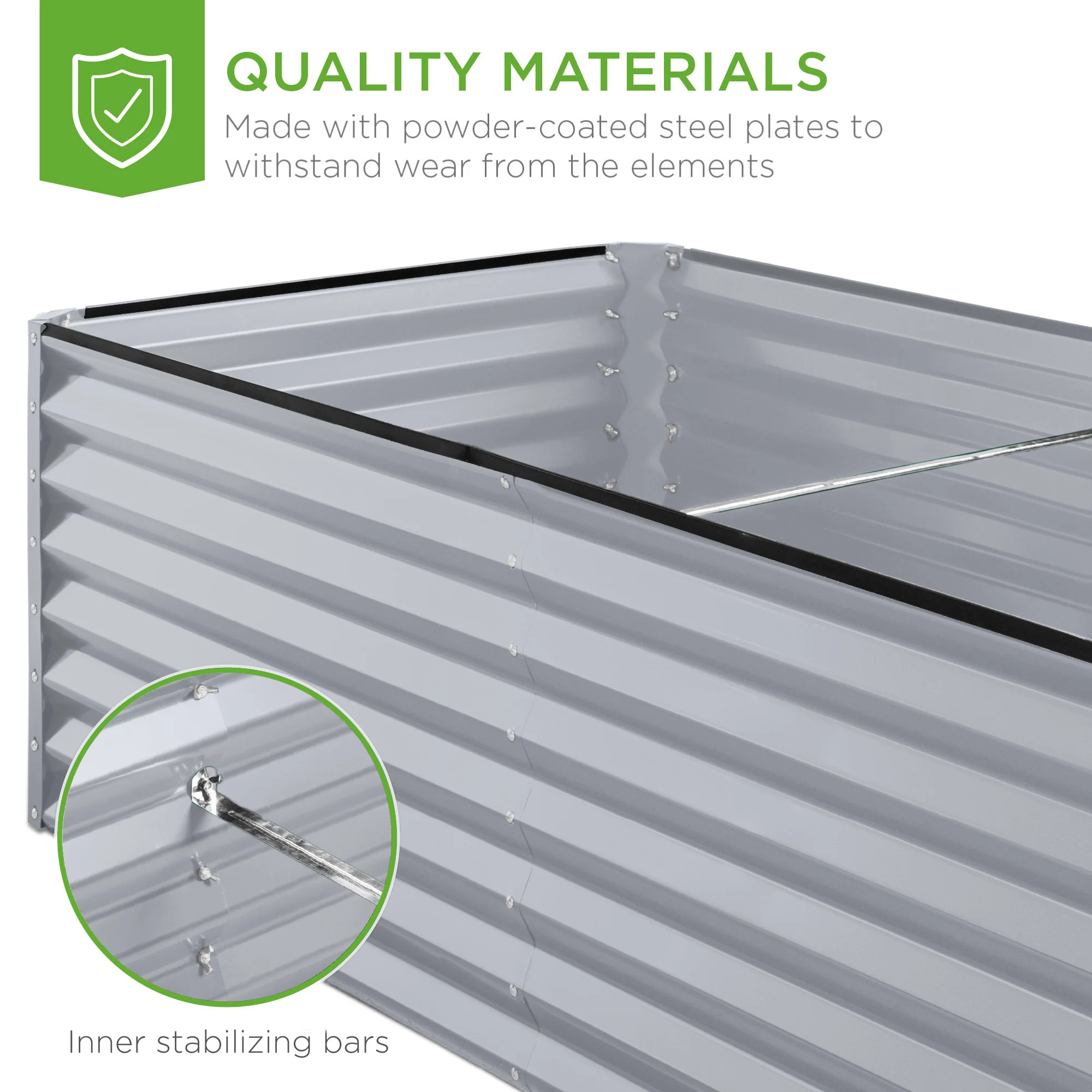 Outdoor Metal Raised Garden Bed for Vegetables, Flowers, Herbs - 6x3x2ft - Image 171