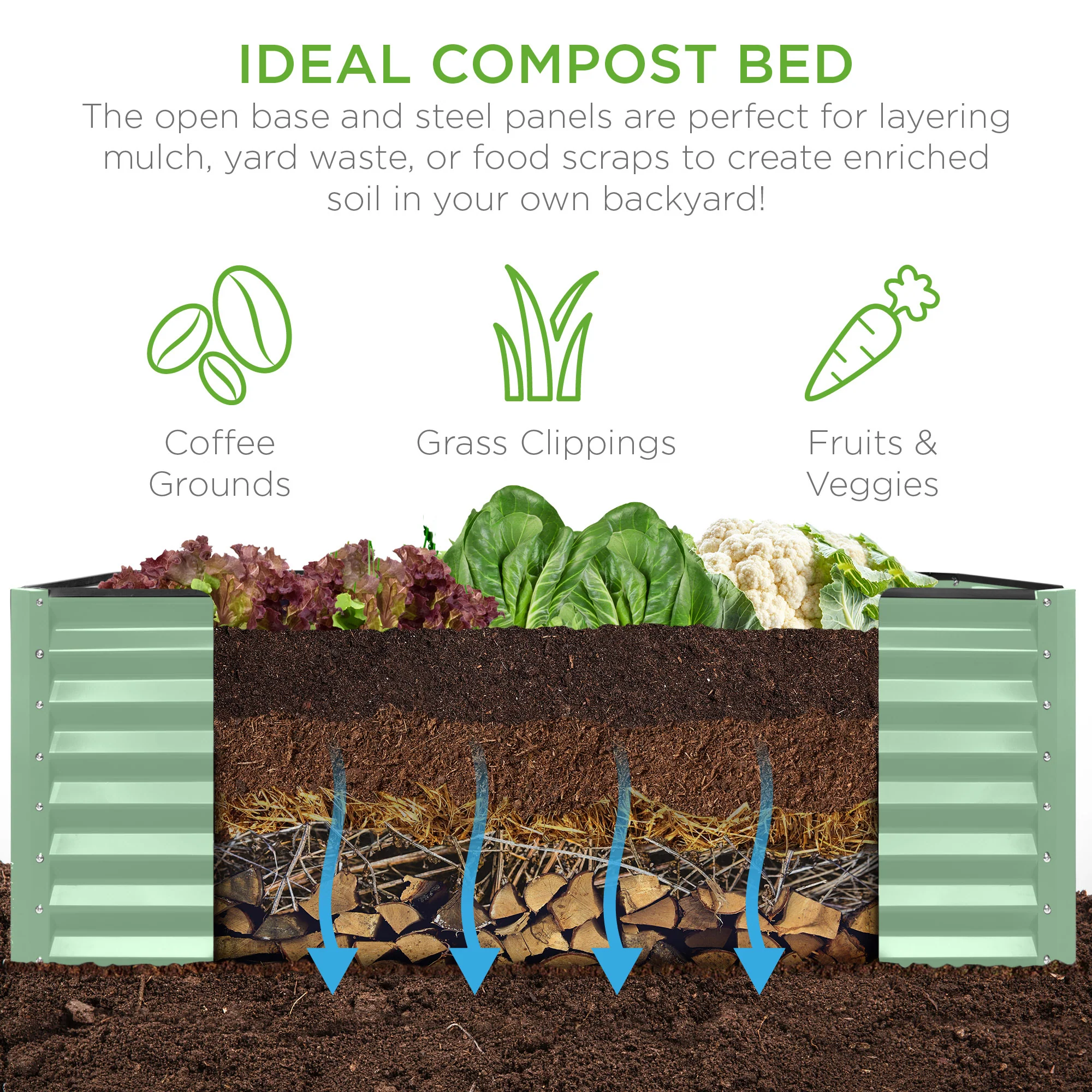 Outdoor Metal Raised Garden Bed for Vegetables, Flowers, Herbs - 6x3x2ft - Image 20