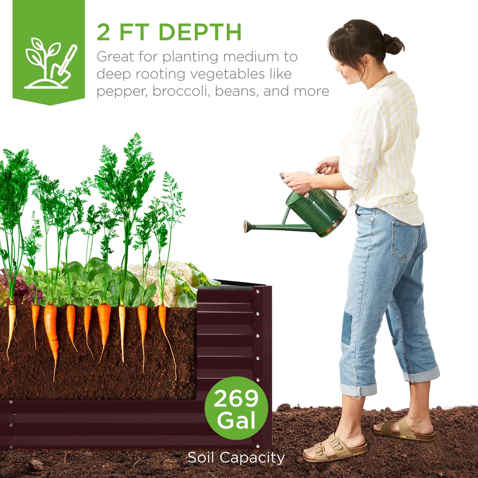 Outdoor Metal Raised Garden Bed for Vegetables, Flowers, Herbs - 6x3x2ft - Image 27