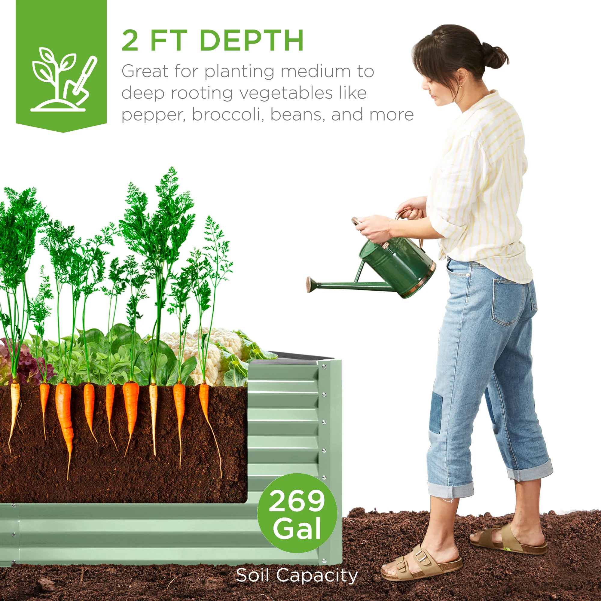 Outdoor Metal Raised Garden Bed for Vegetables, Flowers, Herbs - 6x3x2ft - Image 3