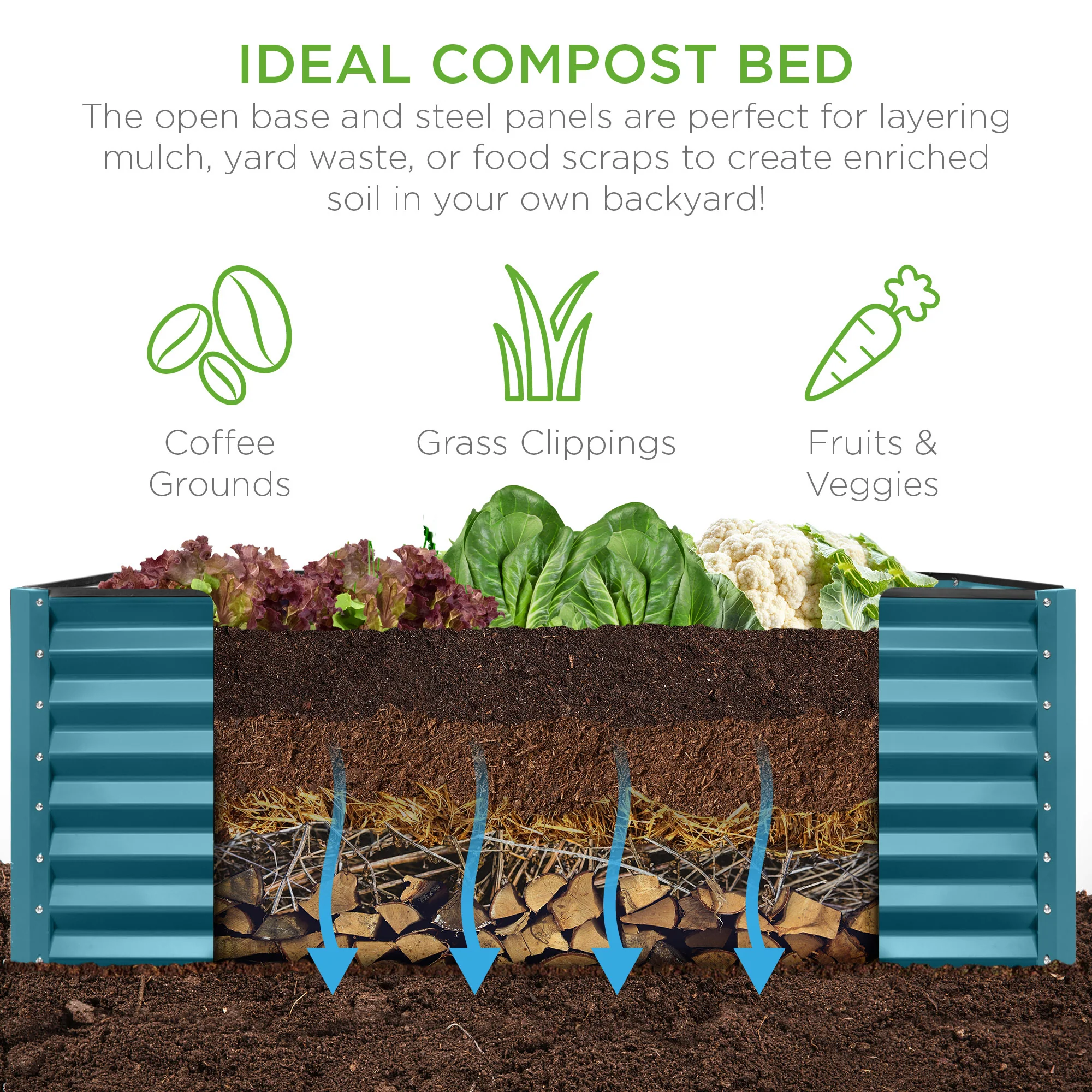 Outdoor Metal Raised Garden Bed for Vegetables, Flowers, Herbs - 6x3x2ft - Image 36