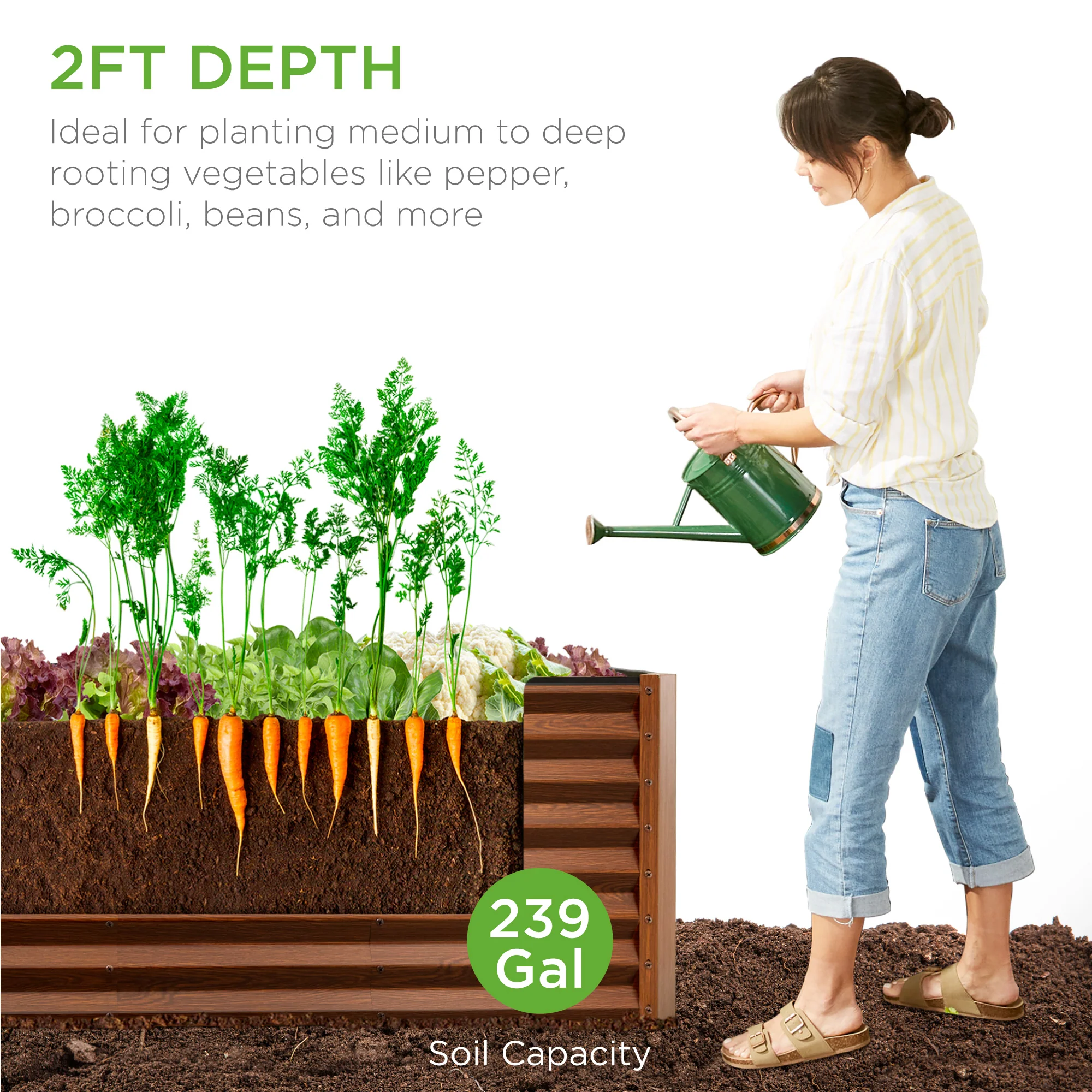 8x2x2FT Steel Planting Box for Backyard Flowers, Herbs, & Vegetables - Image 16