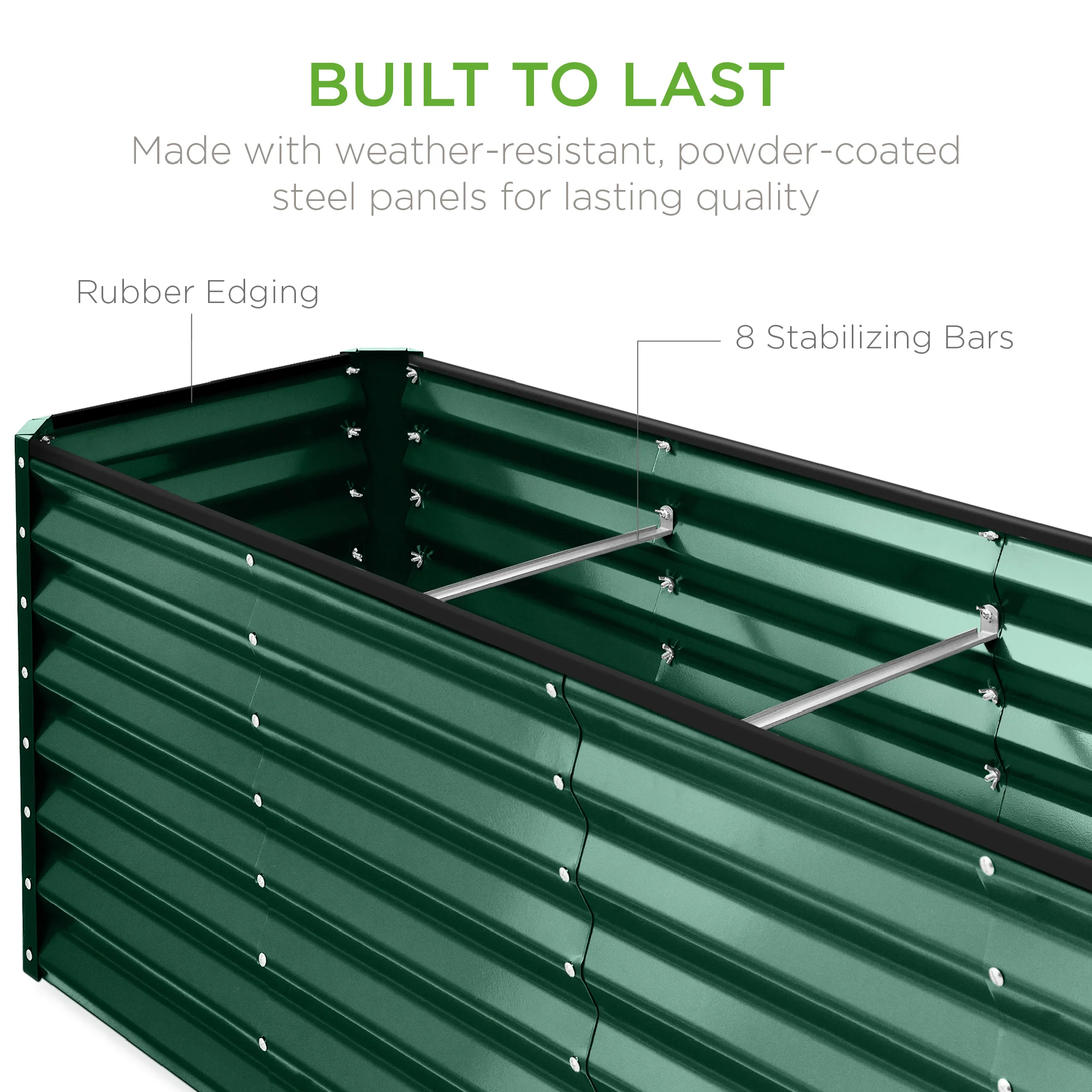 Outdoor Metal Raised Garden Bed for Vegetables, Flowers, Herbs - 8x2x2ft - Image 103