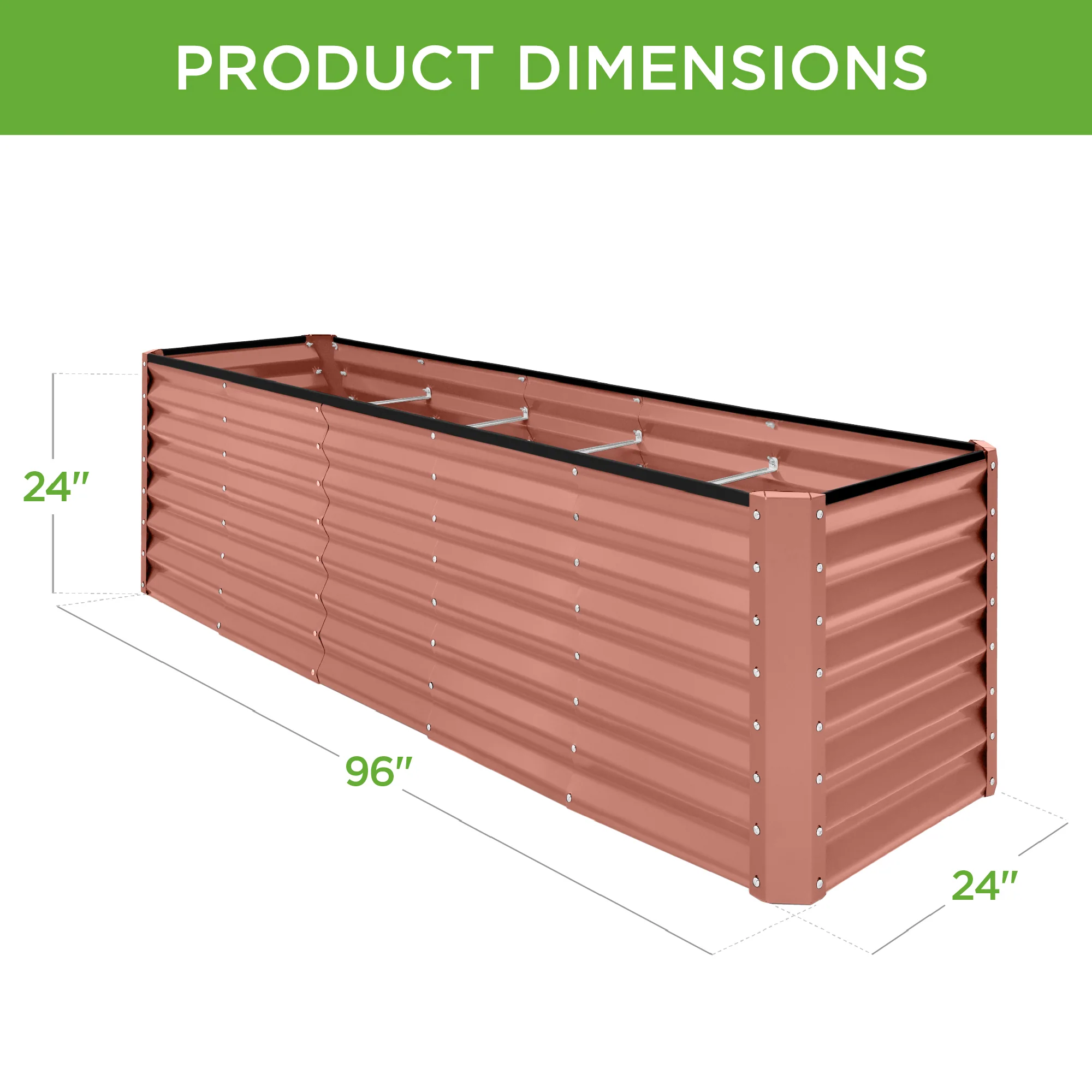Outdoor Metal Raised Garden Bed for Vegetables, Flowers, Herbs - 8x2x2ft - Image 107