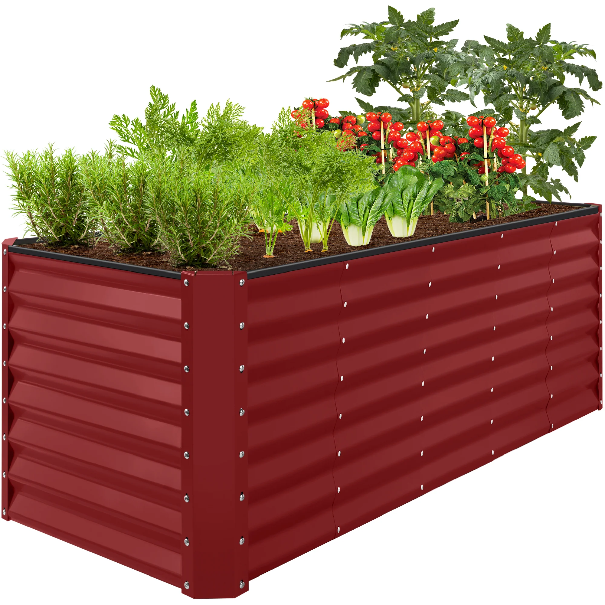 Outdoor Metal Raised Garden Bed for Vegetables, Flowers, Herbs - 8x2x2ft - Image 113