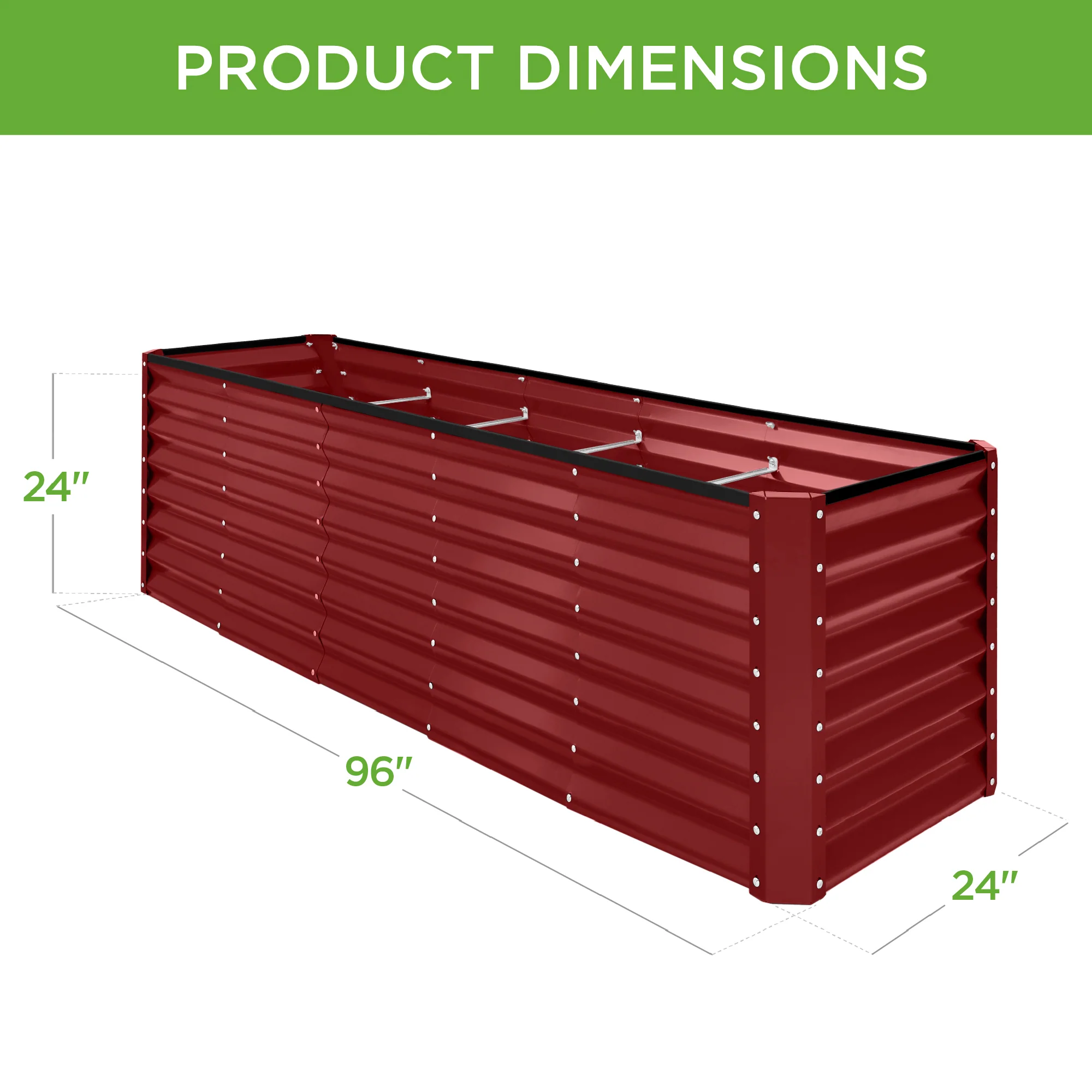 Outdoor Metal Raised Garden Bed for Vegetables, Flowers, Herbs - 8x2x2ft - Image 115