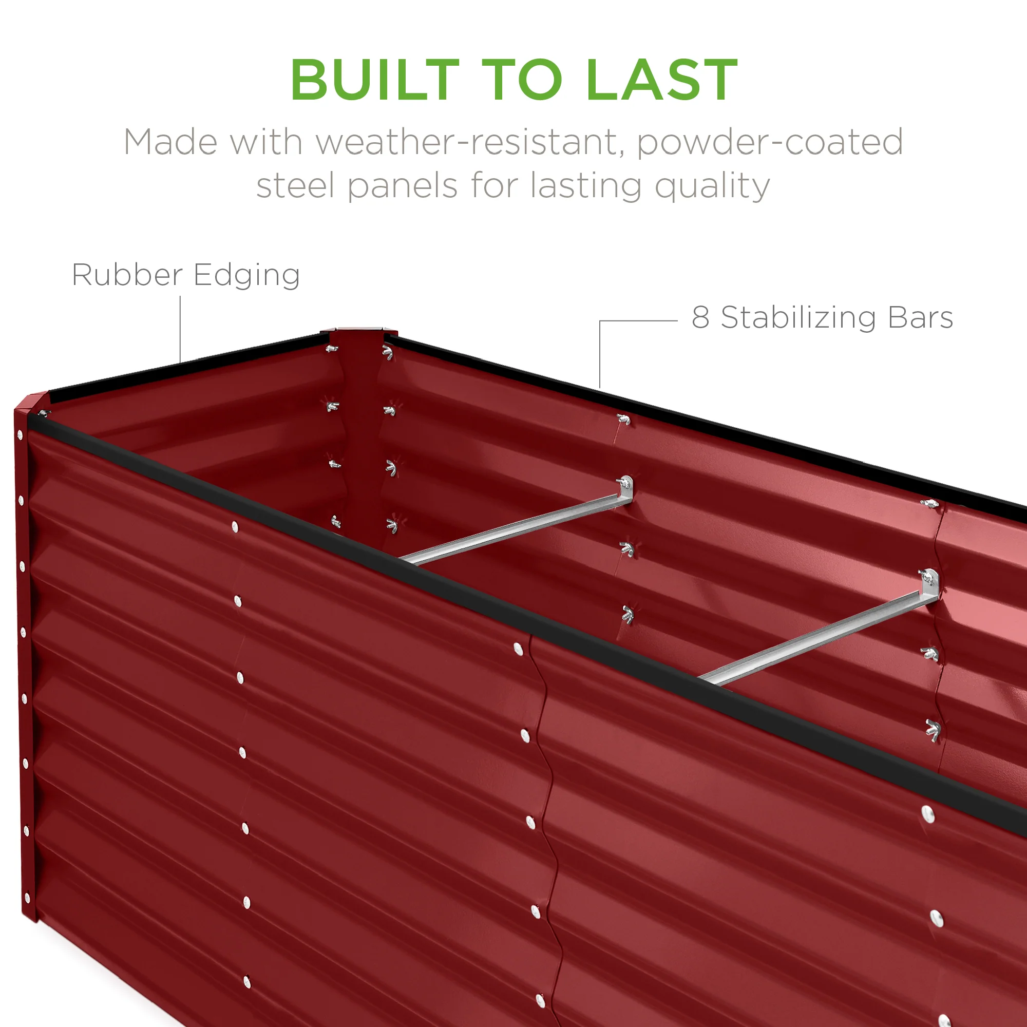 Outdoor Metal Raised Garden Bed for Vegetables, Flowers, Herbs - 8x2x2ft - Image 119