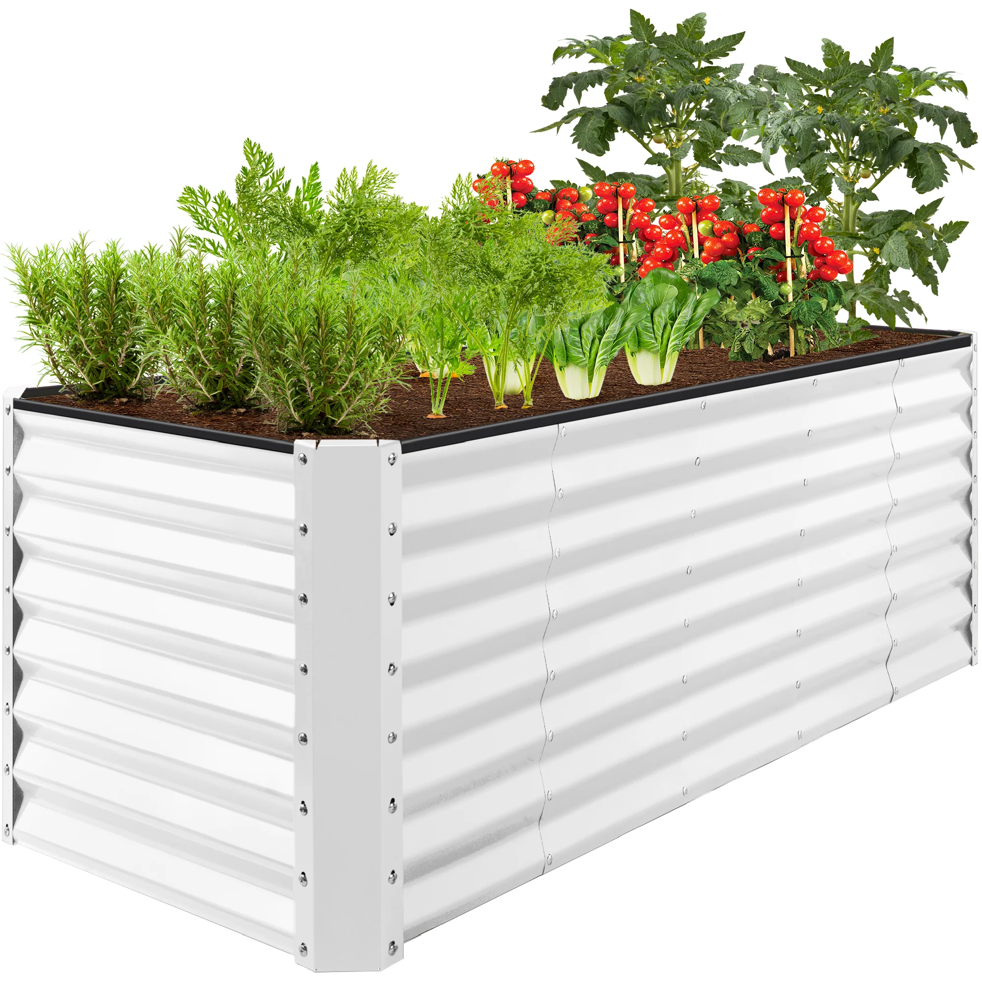 Outdoor Metal Raised Garden Bed for Vegetables, Flowers, Herbs - 8x2x2ft - Image 121
