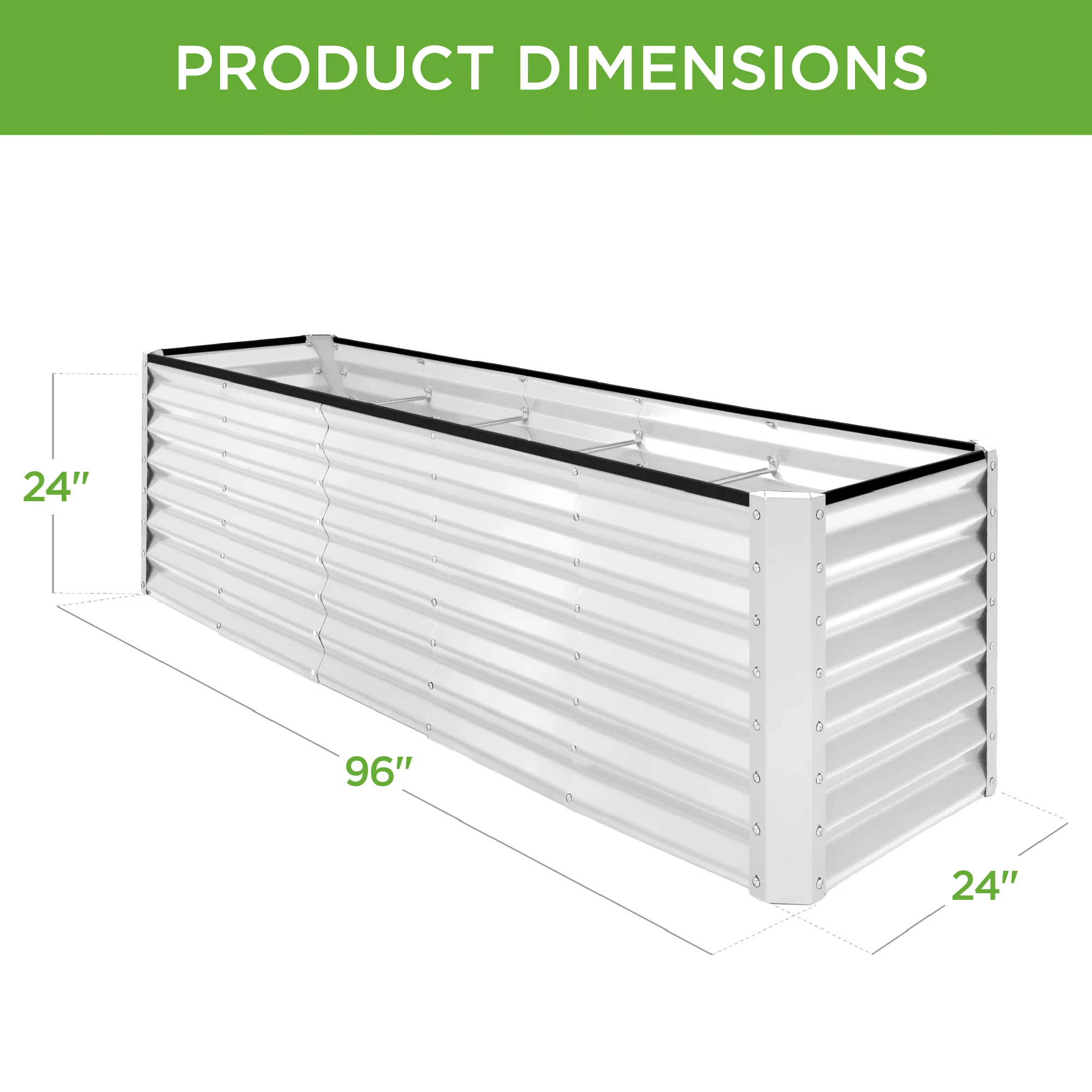 Outdoor Metal Raised Garden Bed for Vegetables, Flowers, Herbs - 8x2x2ft - Image 123