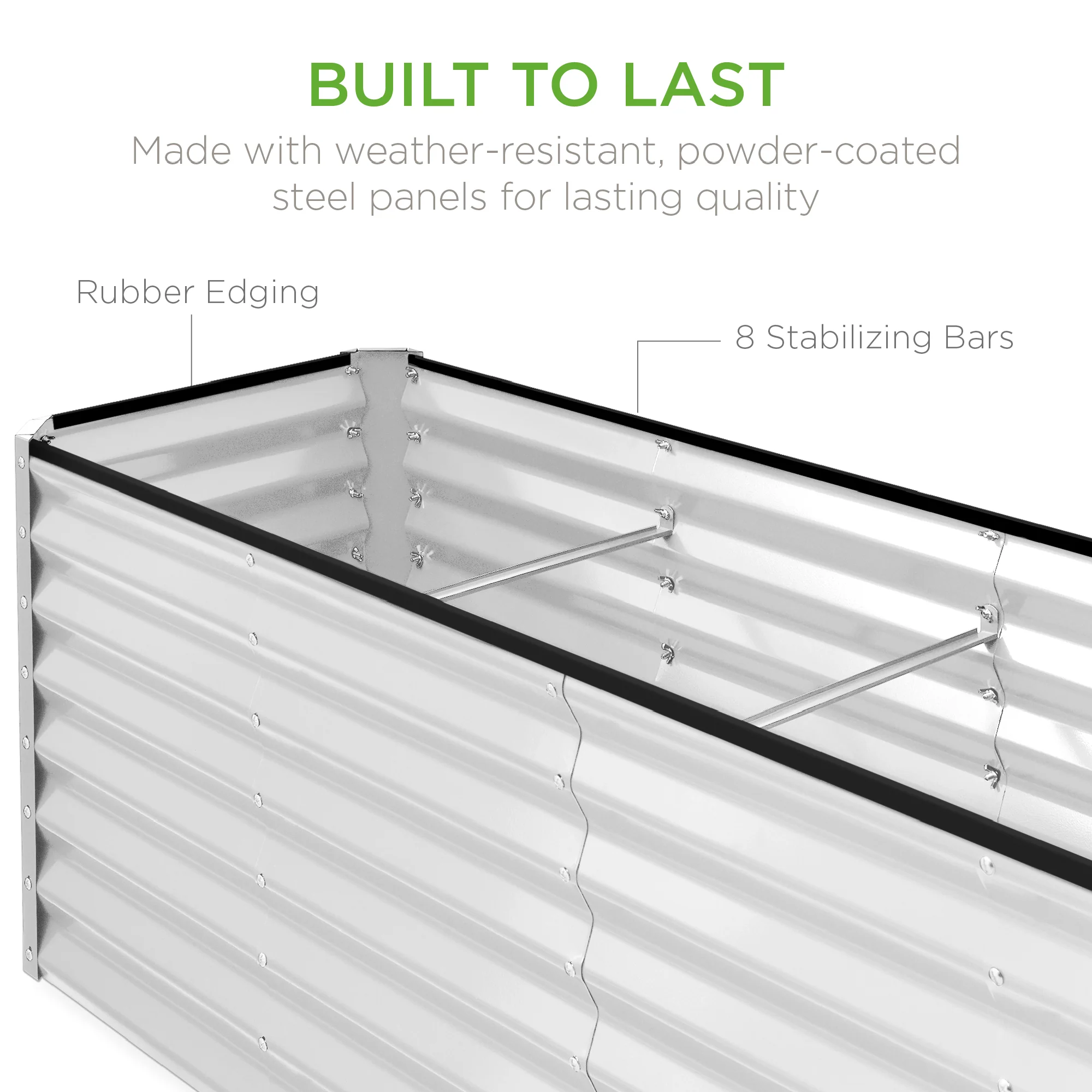 Outdoor Metal Raised Garden Bed for Vegetables, Flowers, Herbs - 8x2x2ft - Image 127