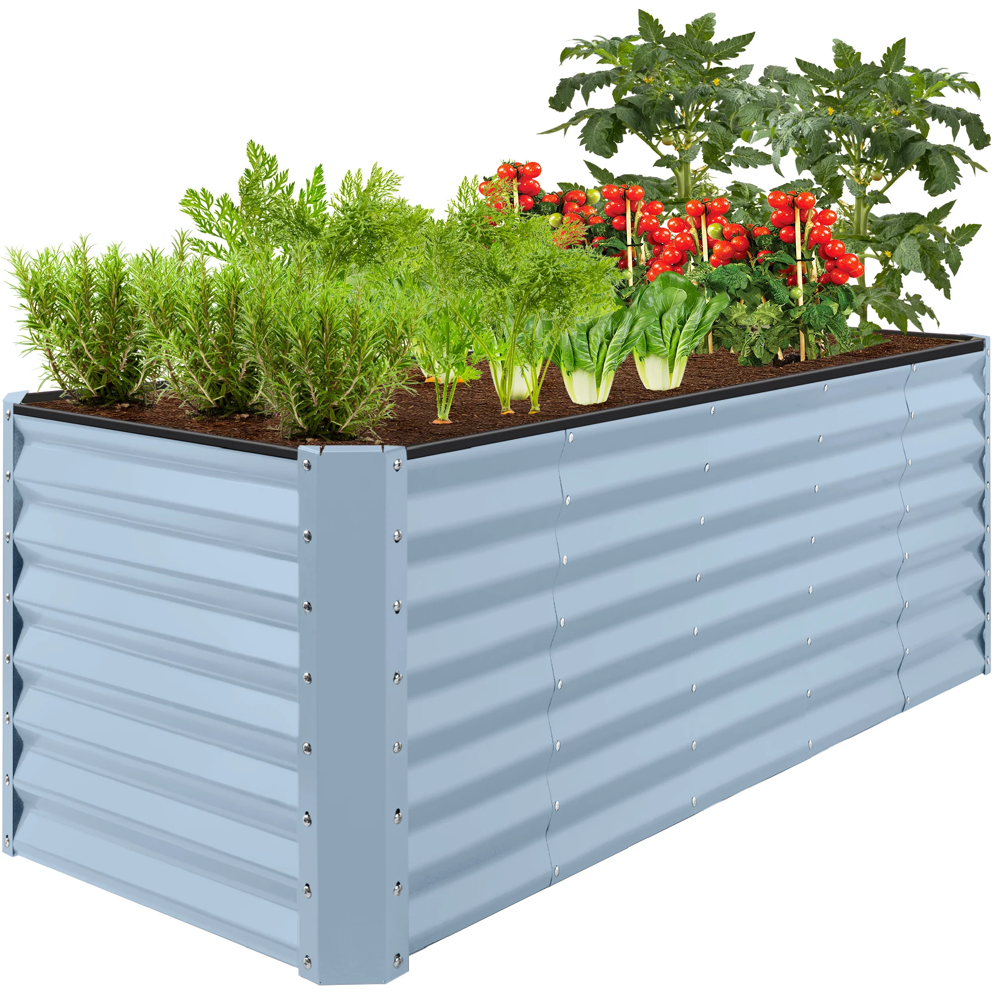 Outdoor Metal Raised Garden Bed for Vegetables, Flowers, Herbs - 8x2x2ft - Image 129