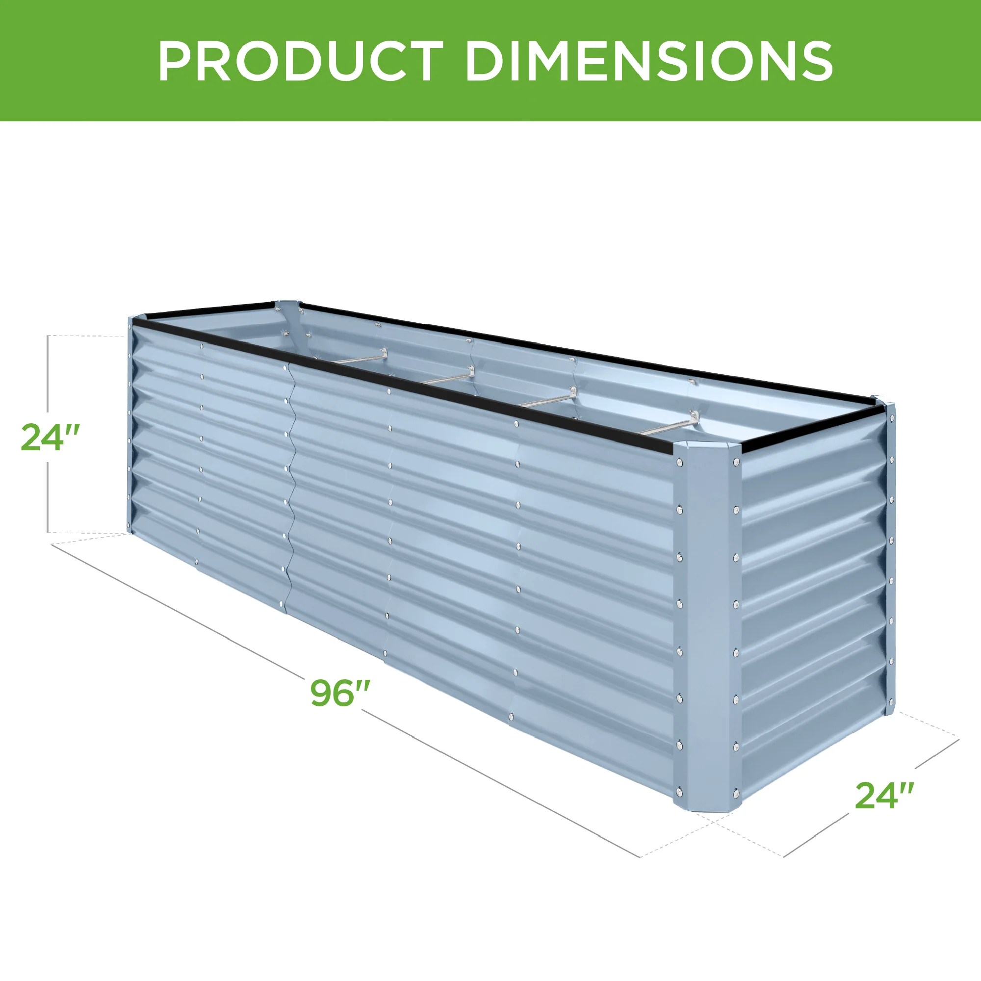 Outdoor Metal Raised Garden Bed for Vegetables, Flowers, Herbs - 8x2x2ft - Image 131