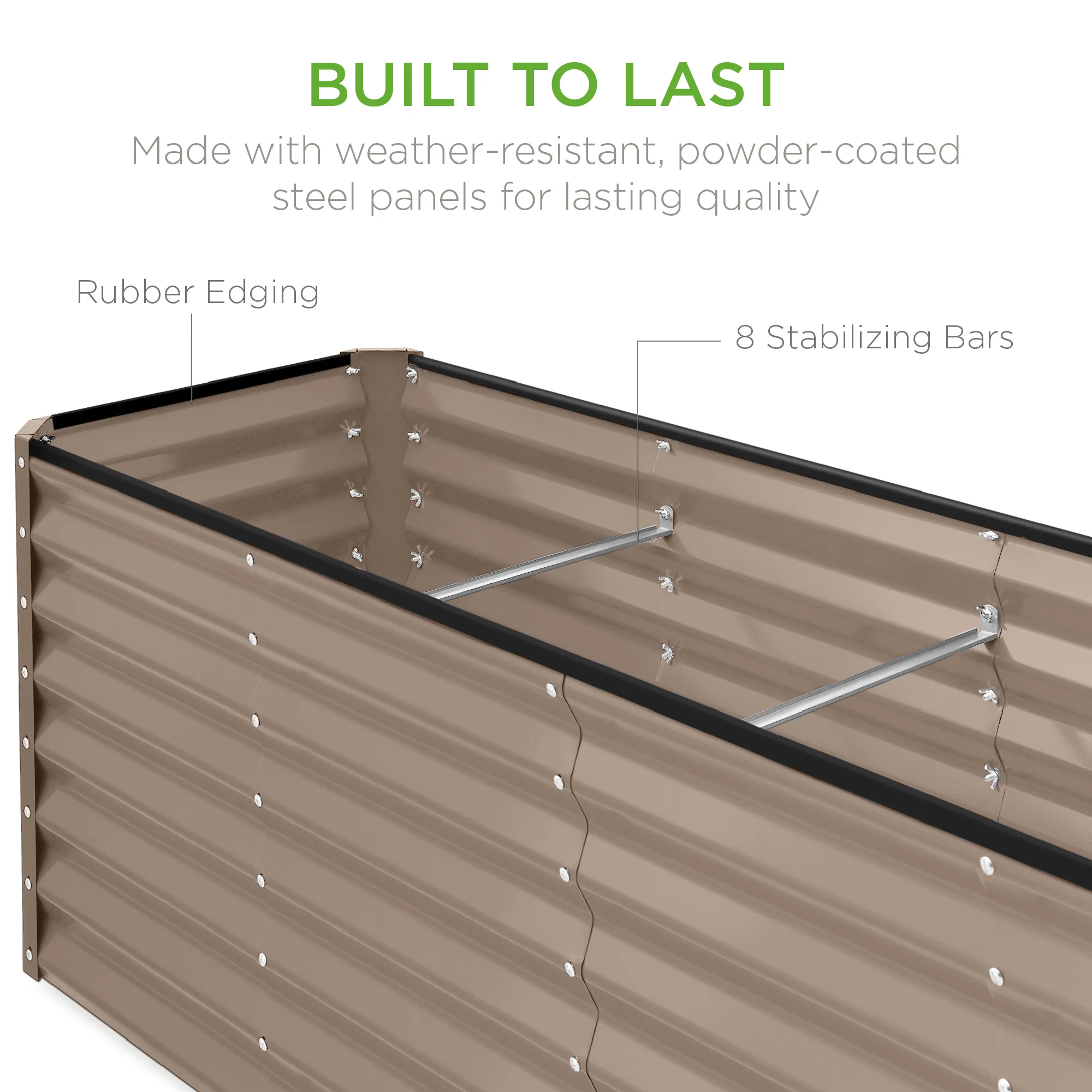 Outdoor Metal Raised Garden Bed for Vegetables, Flowers, Herbs - 8x2x2ft - Image 15