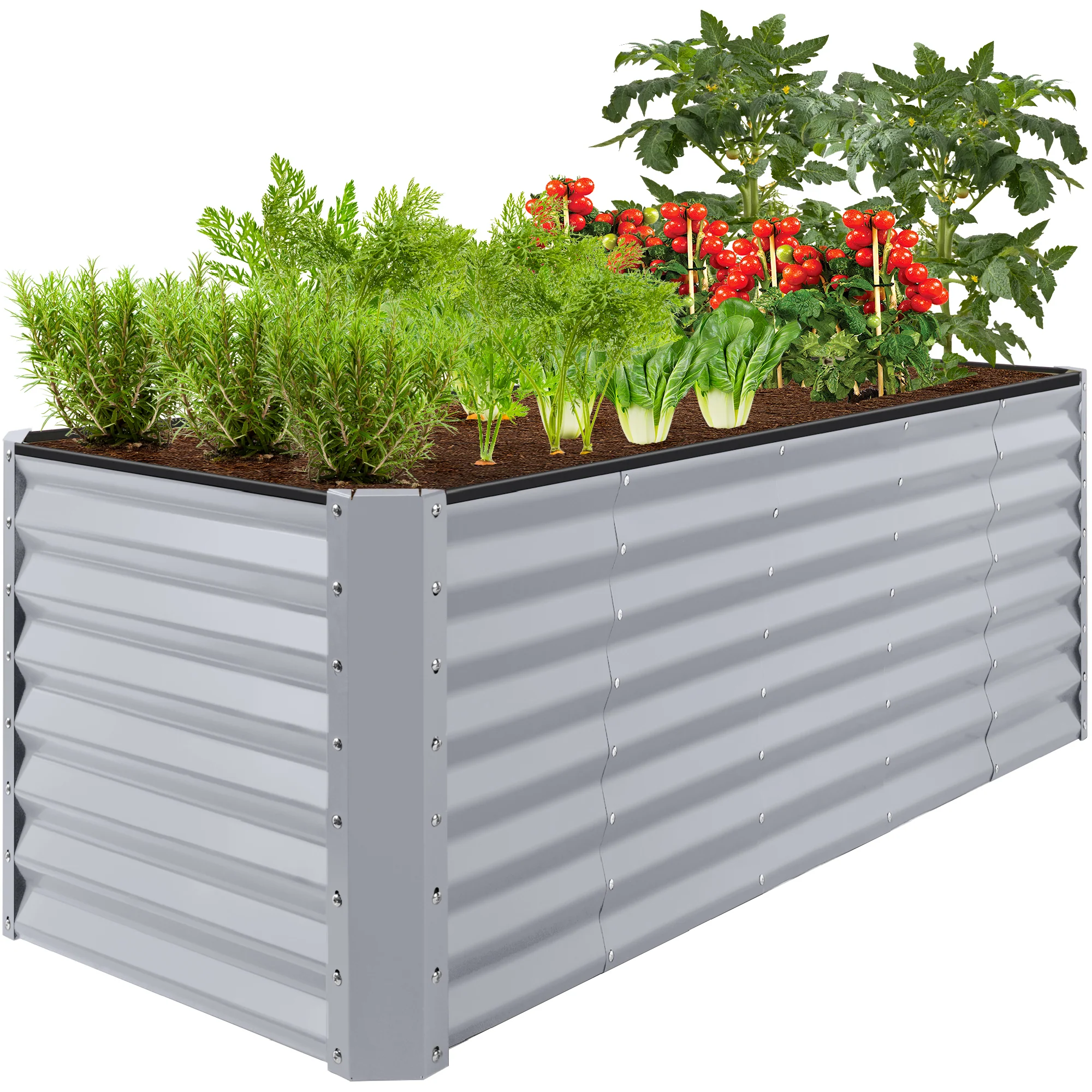 Outdoor Metal Raised Garden Bed for Vegetables, Flowers, Herbs - 8x2x2ft - Image 17