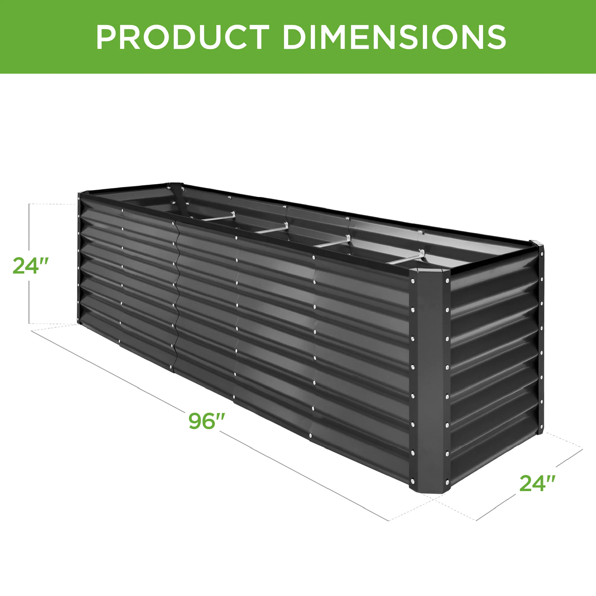 Outdoor Metal Raised Garden Bed for Vegetables, Flowers, Herbs - 8x2x2ft - Image 27