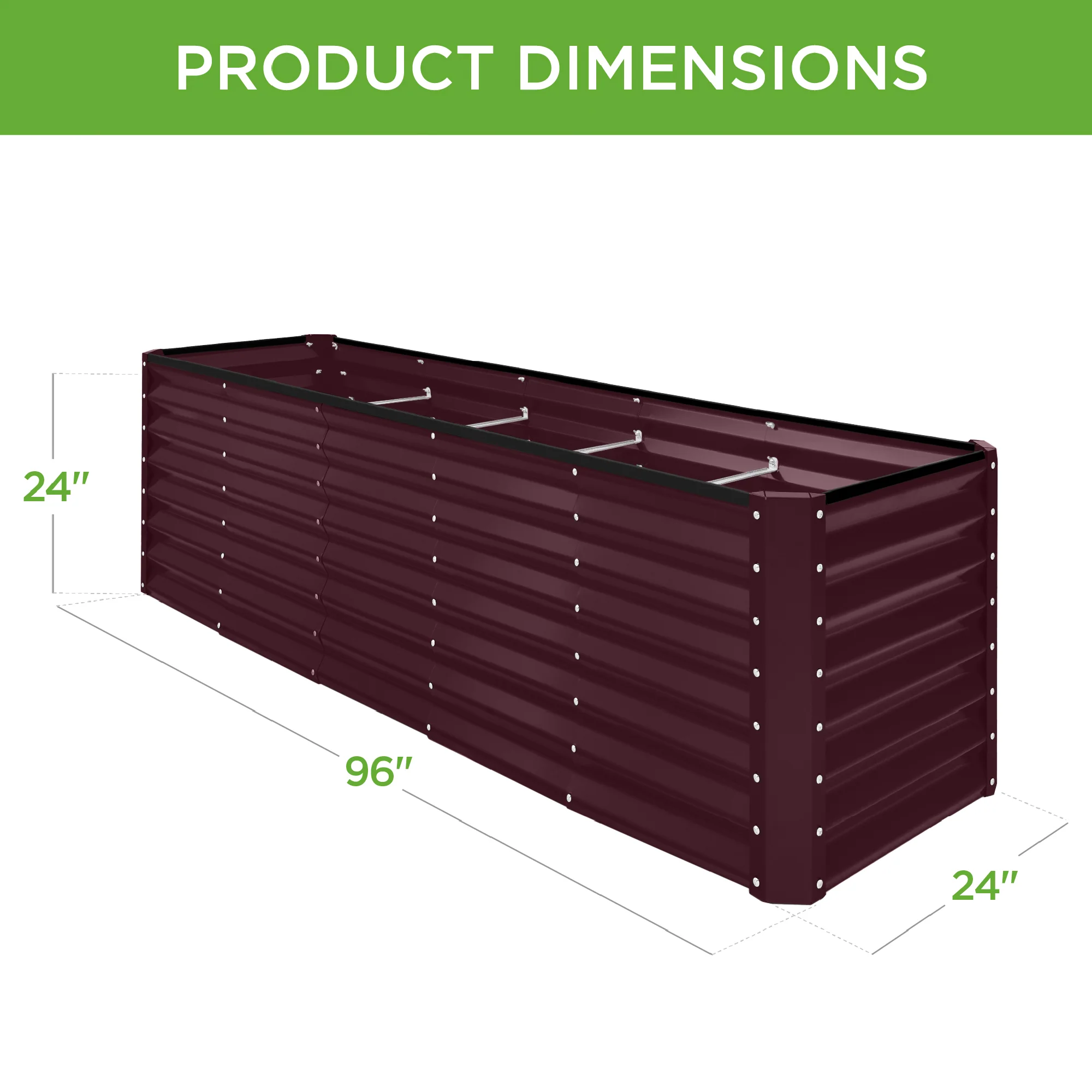 Outdoor Metal Raised Garden Bed for Vegetables, Flowers, Herbs - 8x2x2ft - Image 3