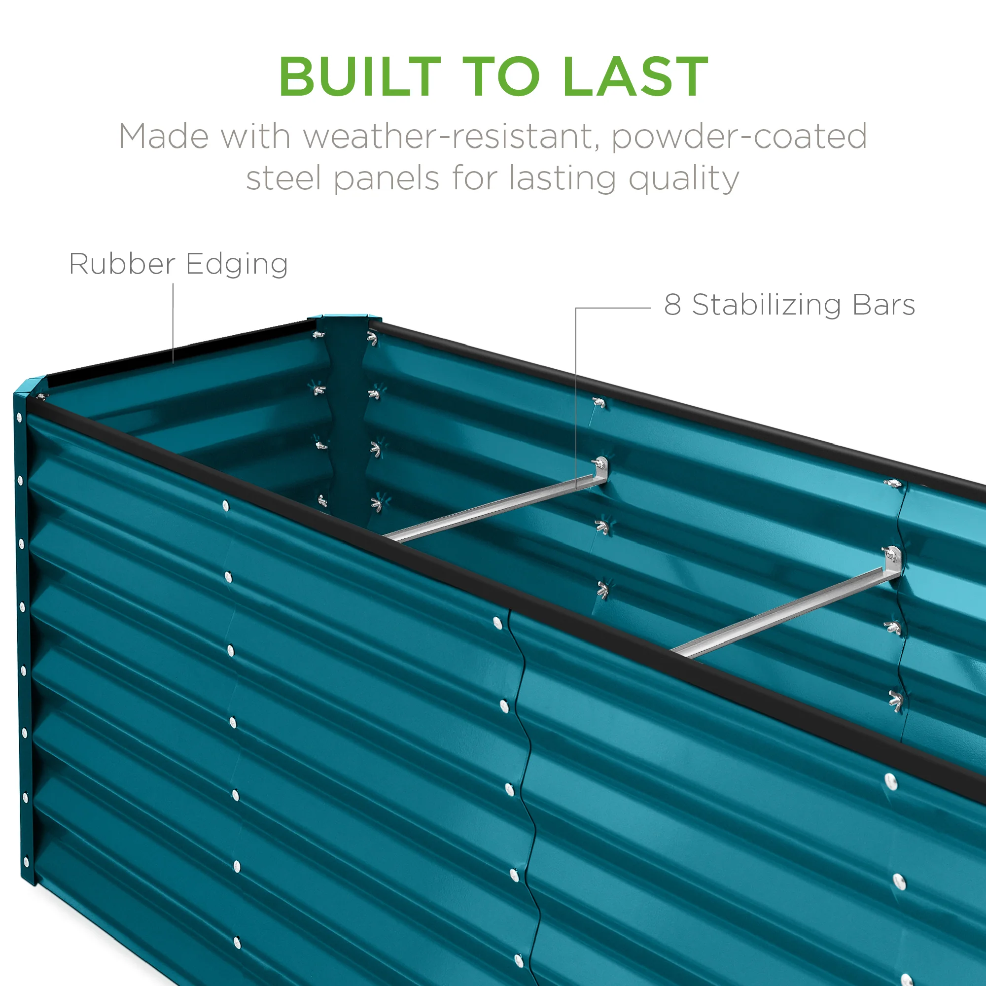 Outdoor Metal Raised Garden Bed for Vegetables, Flowers, Herbs - 8x2x2ft - Image 39
